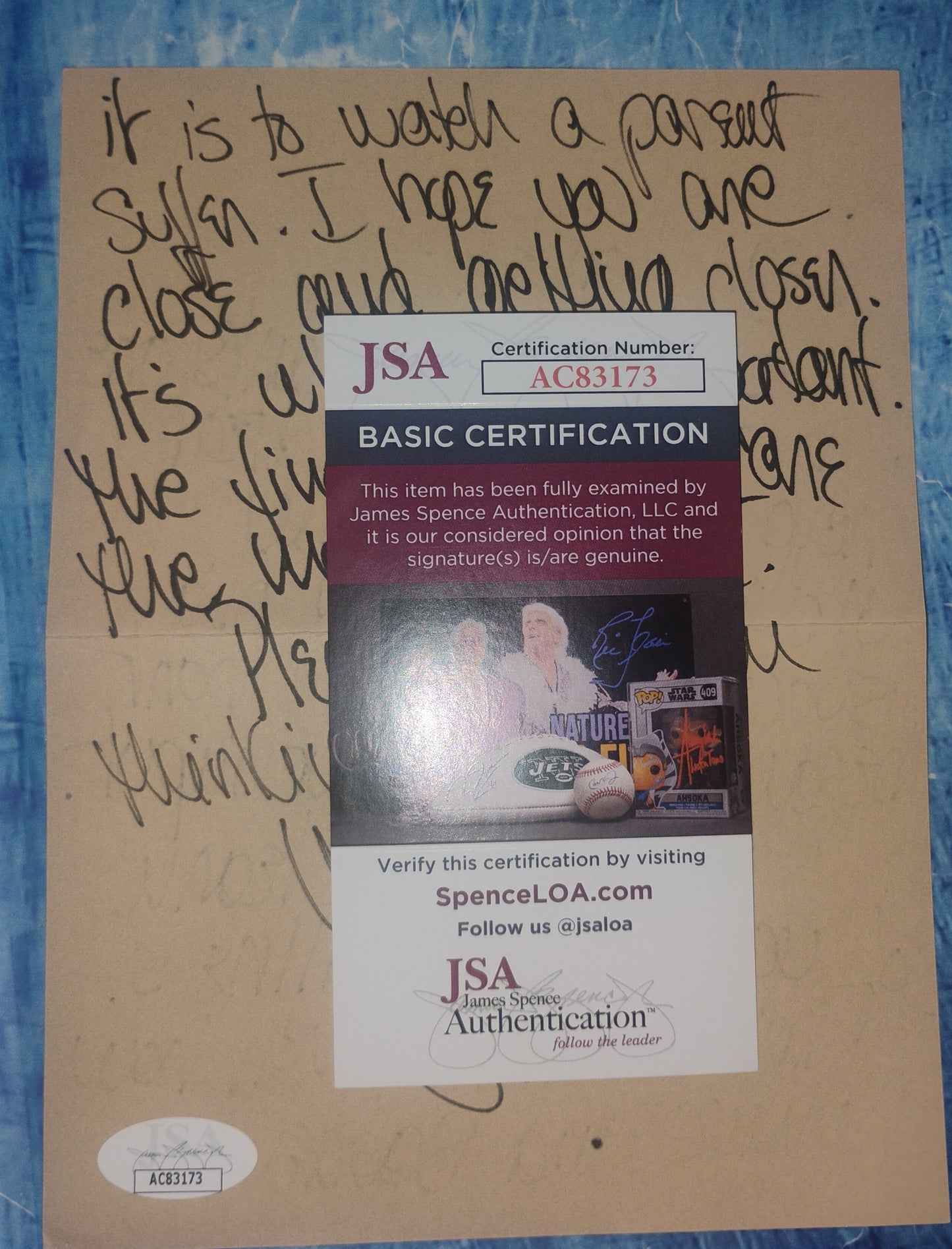 Jane Fonda Hand Signed Autograph Personal Letter JSA COA