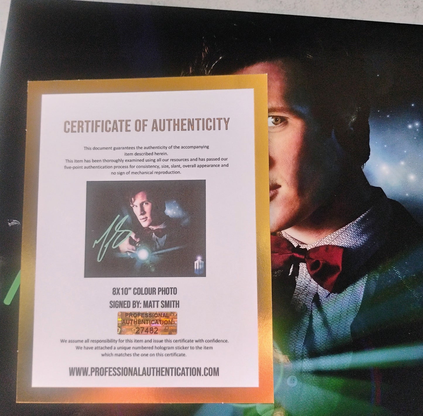 Matt Smith Hand Signed Autograph 8x10 Photo COA Doctor Who