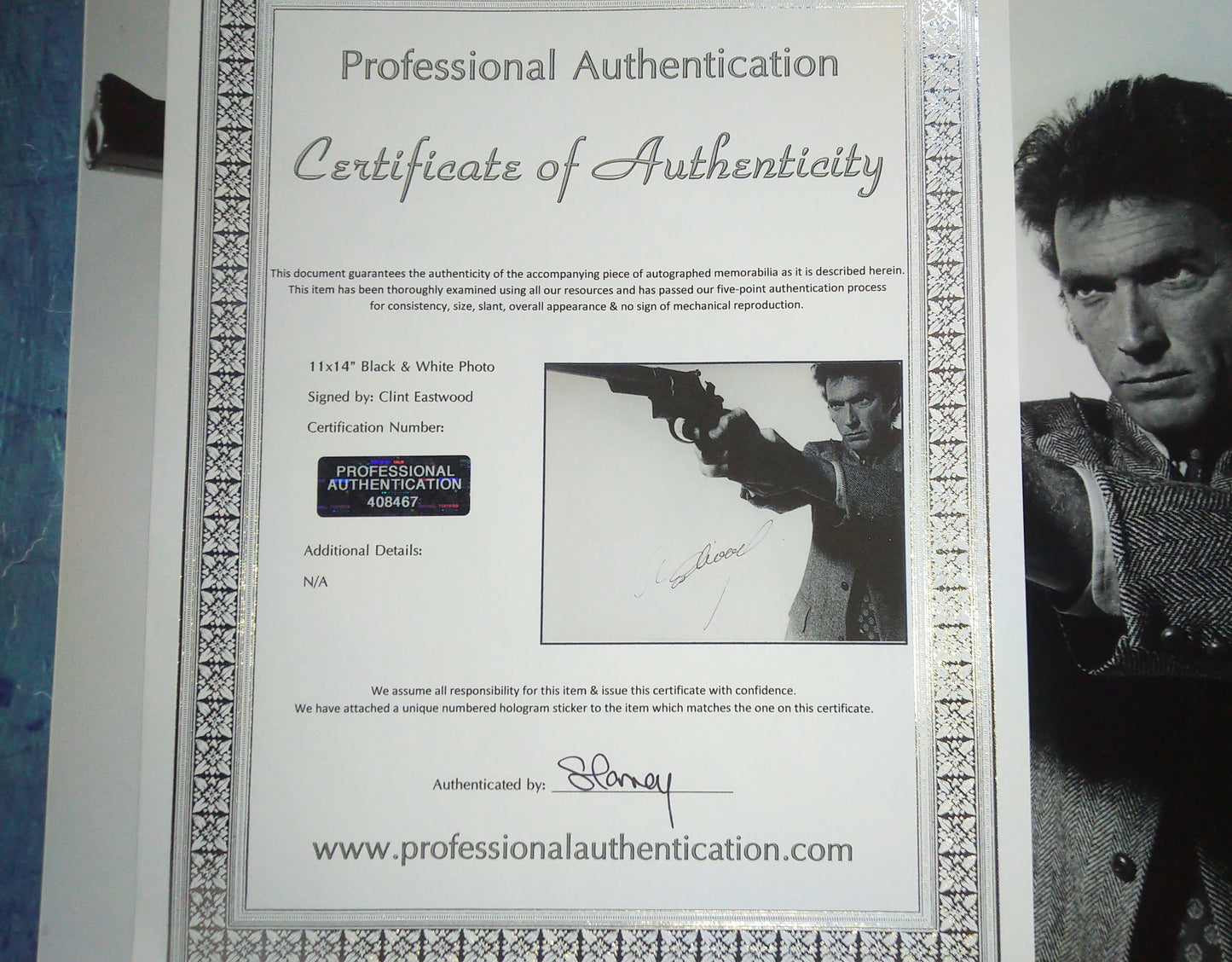 Clint Eastwood Hand Signed Autograph 11x14 Photo COA