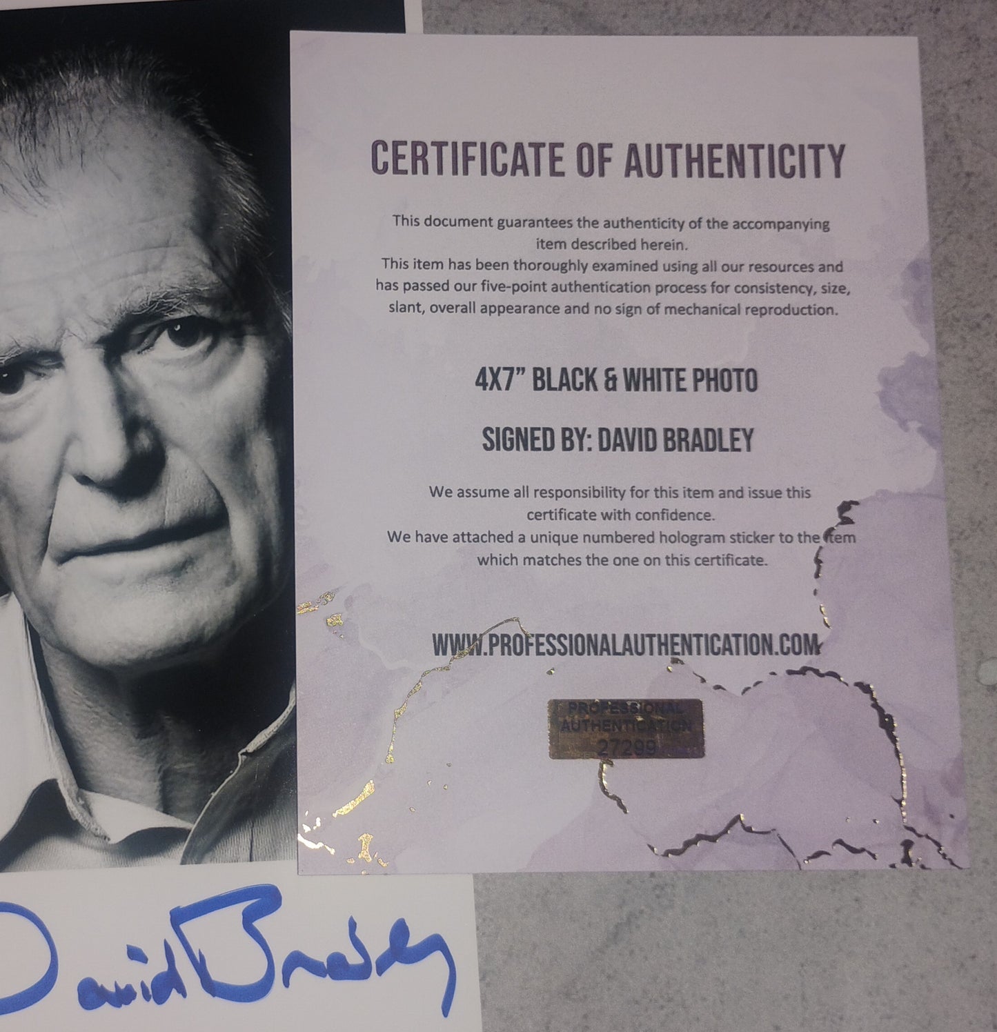 David Bradley Hand Signed Autograph Photo COA