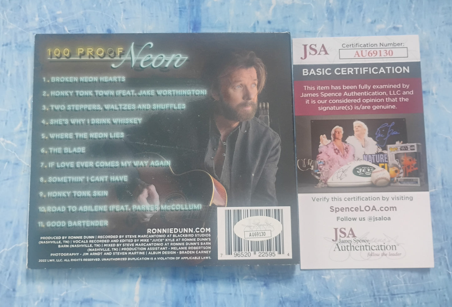 Ronnie Dunn Hand Signed Autograph CD 100 Proof Neon JSA COA