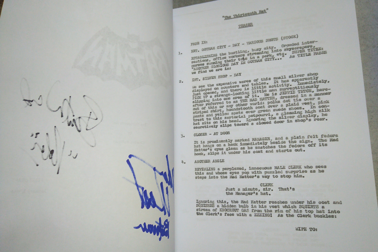 Adam West & Burt Ward Hand Signed Autograph Batman Script COA