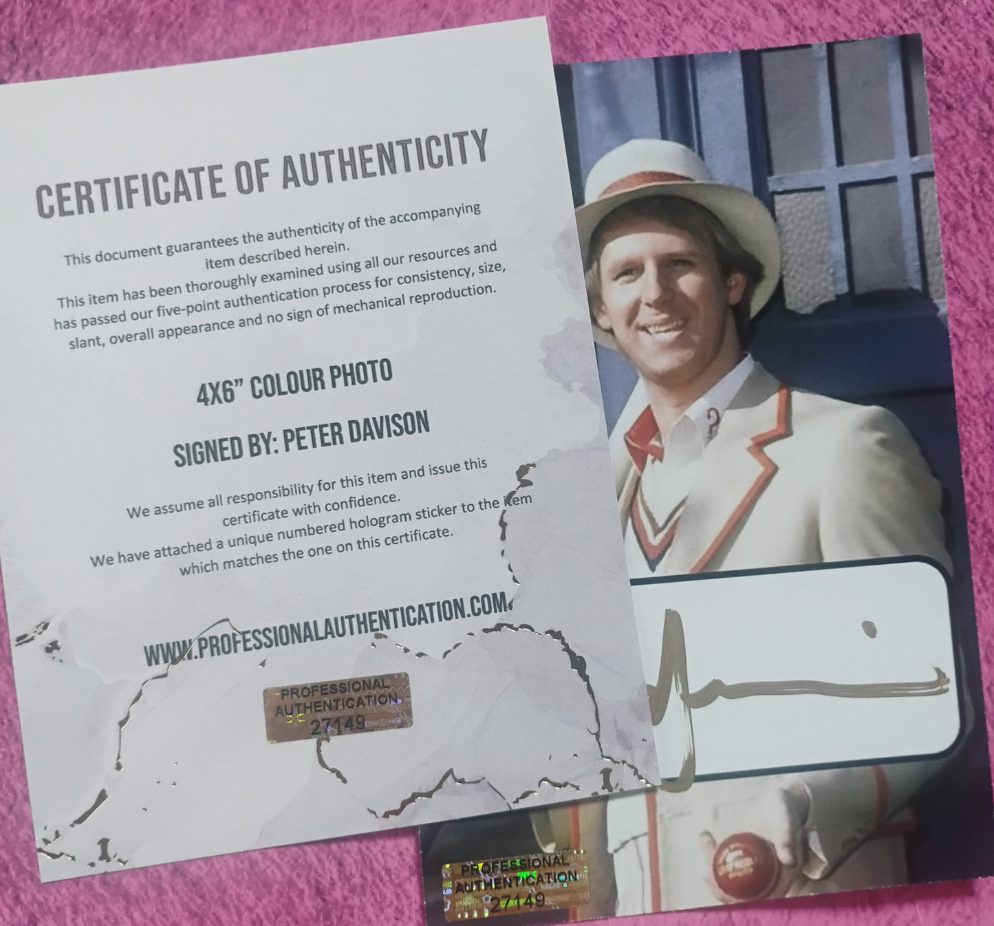 Peter Davison Hand Signed Autograph Photo COA Doctor Who