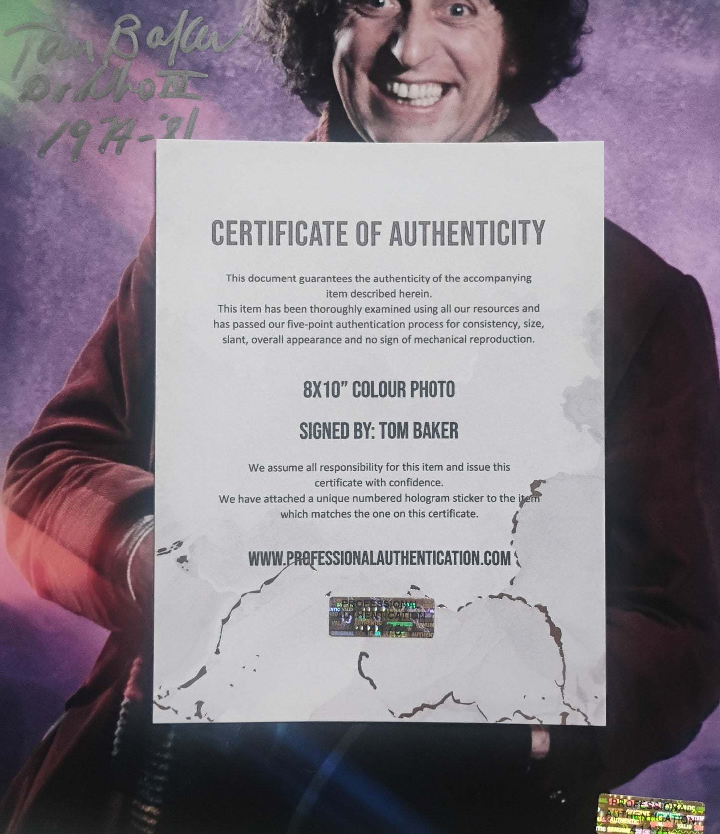 Tom Baker Hand Signed Autograph 8x10 Photo COA Doctor Who