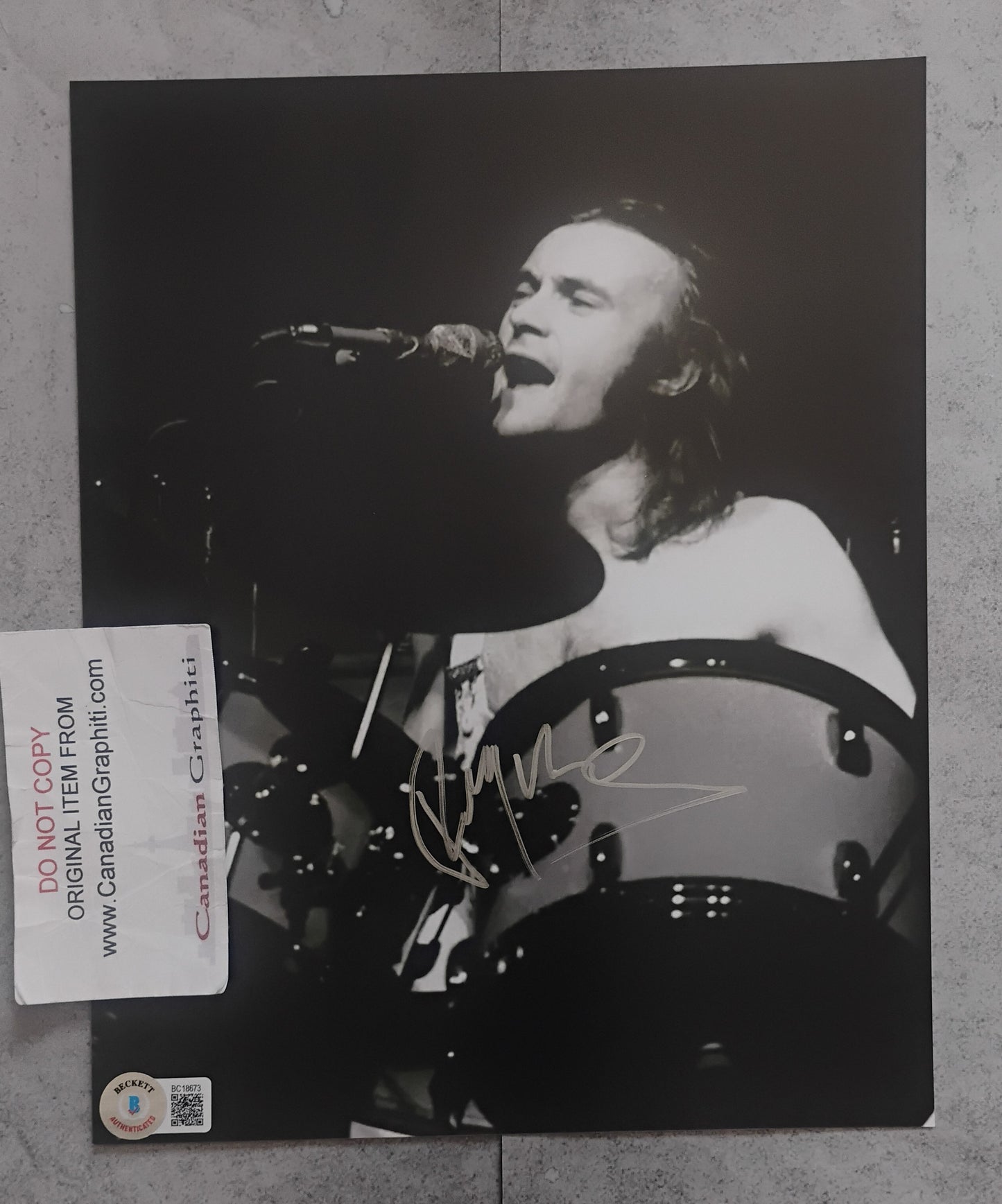 Phil Collins Hand Signed Autograph 8x10 Photo BAS COA