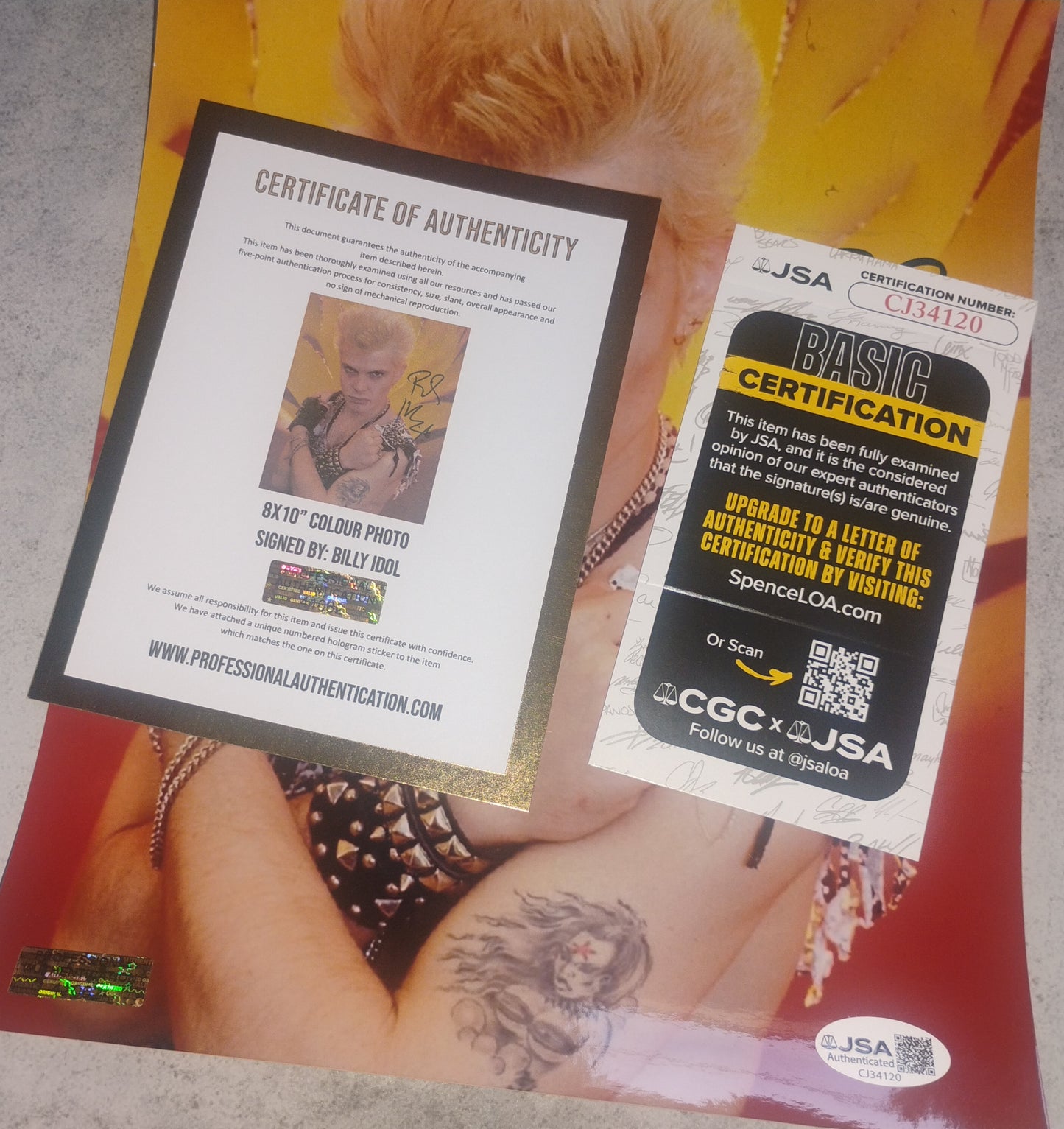 Billy Idol Hand Signed Autograph 8x10 Photo JSA COA