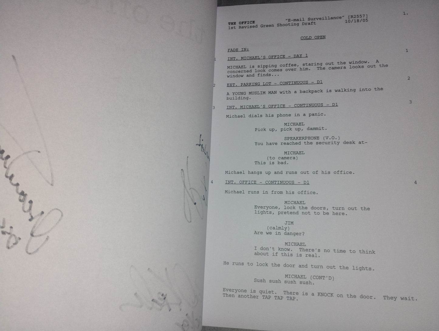 The Office 3x Cast Hand Signed Autograph Script COA