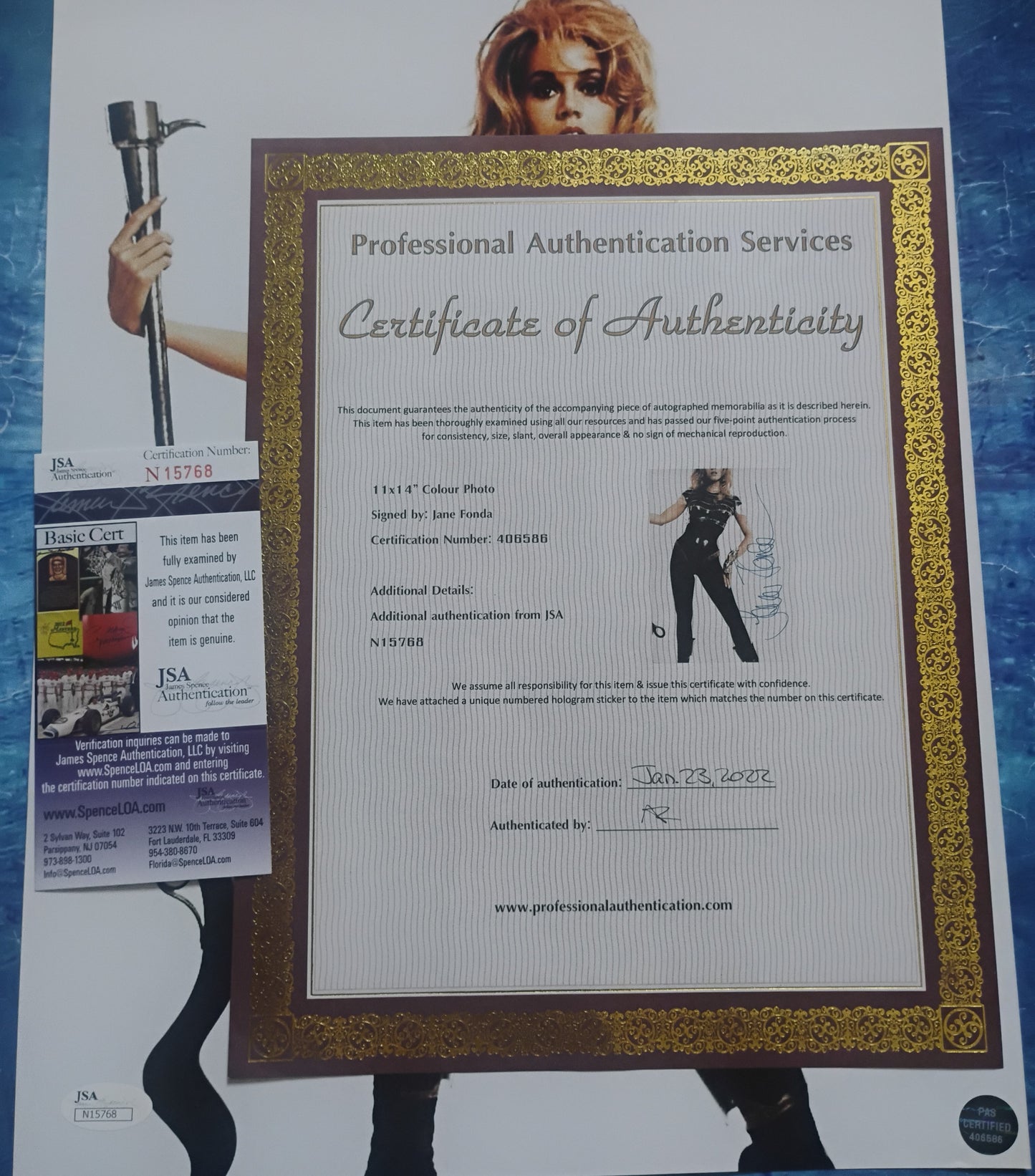 Jane Fonda Hand Signed Autograph 11x14 Photo JSA COA Barbarella