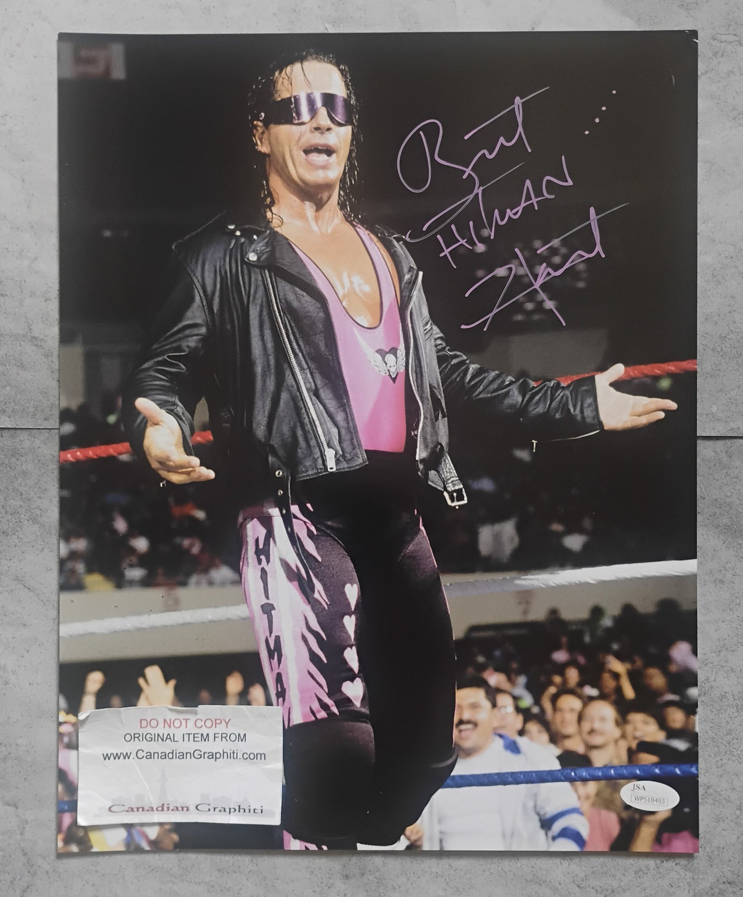 Bret The Hitman Hart Hand Signed Autograph 11x14 Photo JSA COA