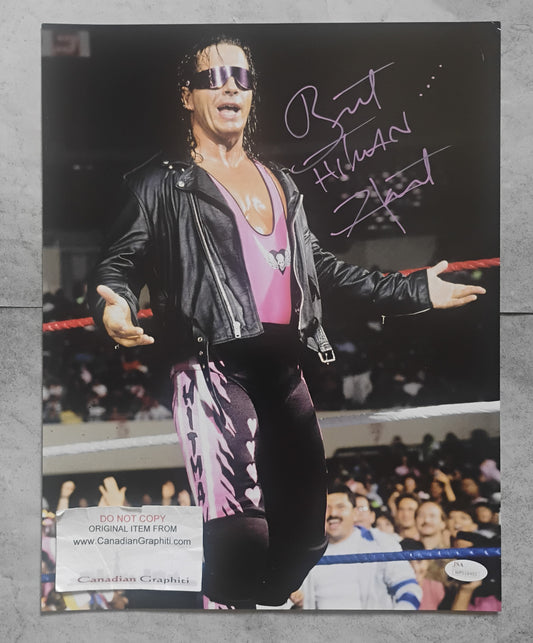 Bret The Hitman Hart Hand Signed Autograph 11x14 Photo JSA COA