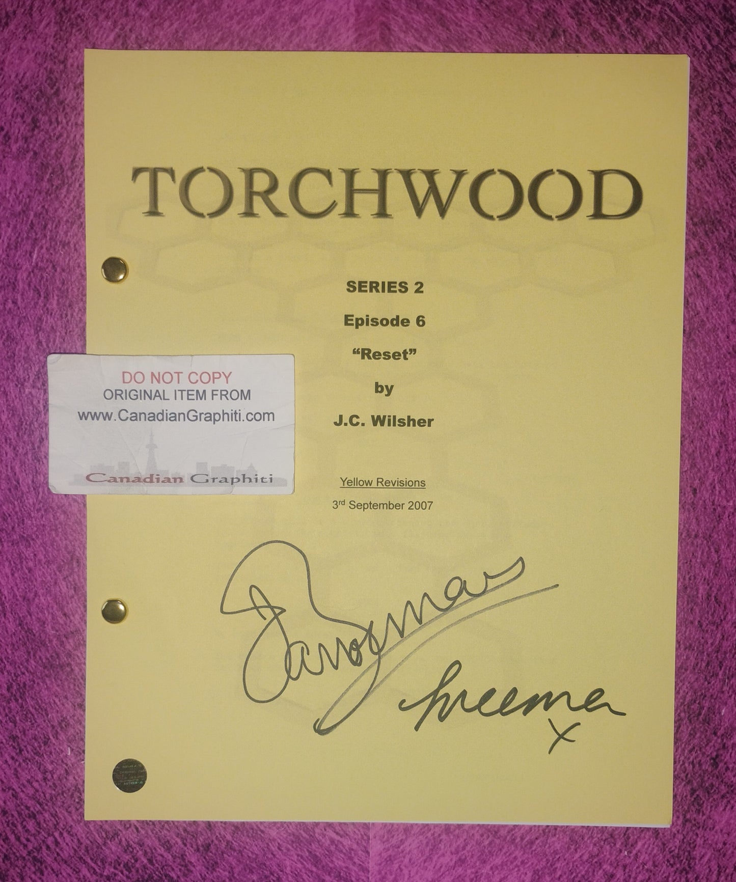 John Barrowman & Freema Agyeman Hand Signed Autograph Torchwood Script COA