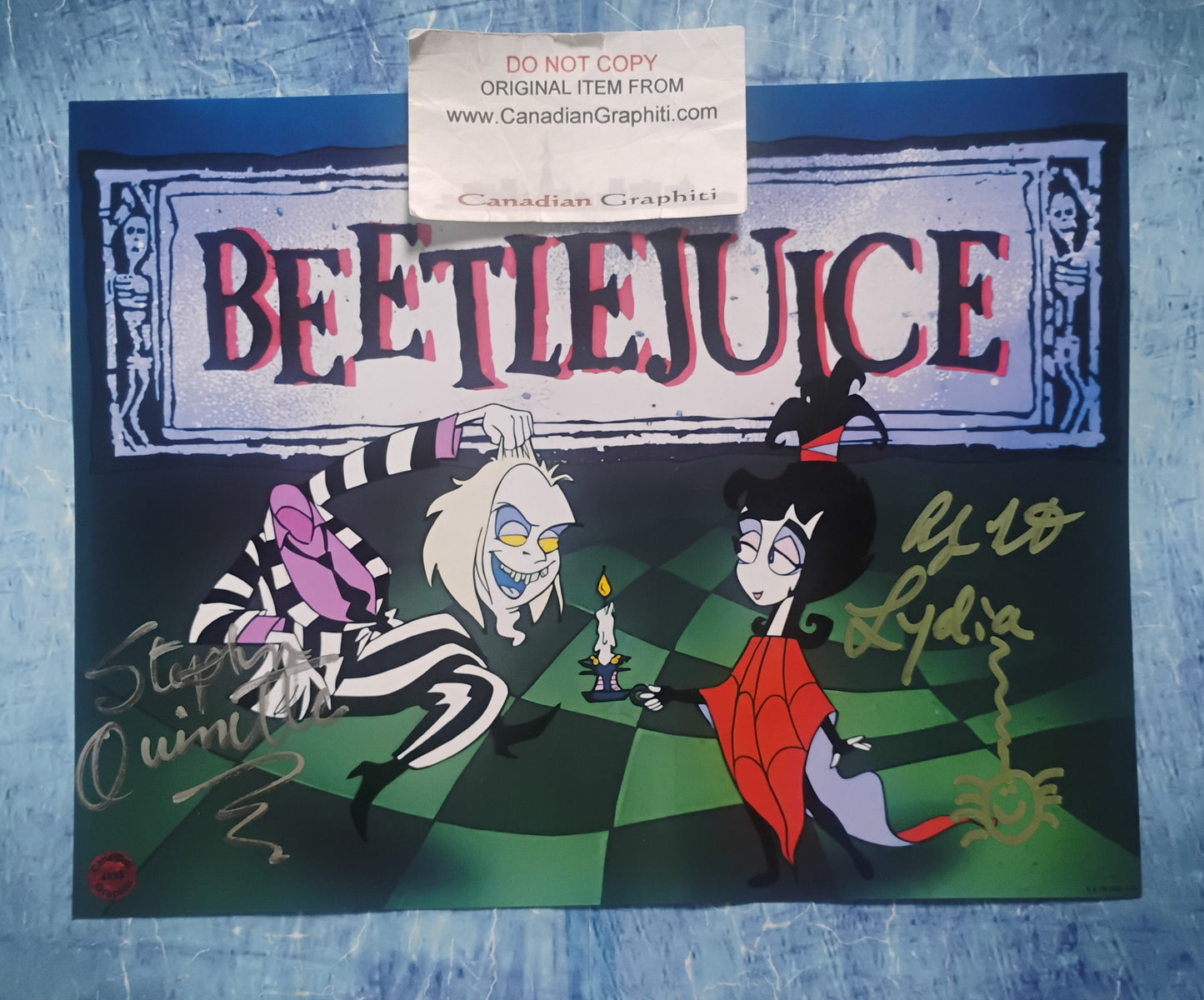 Alyson Court & Stephen Ouimette Hand Signed Autograph Photo COA Beetlejuice