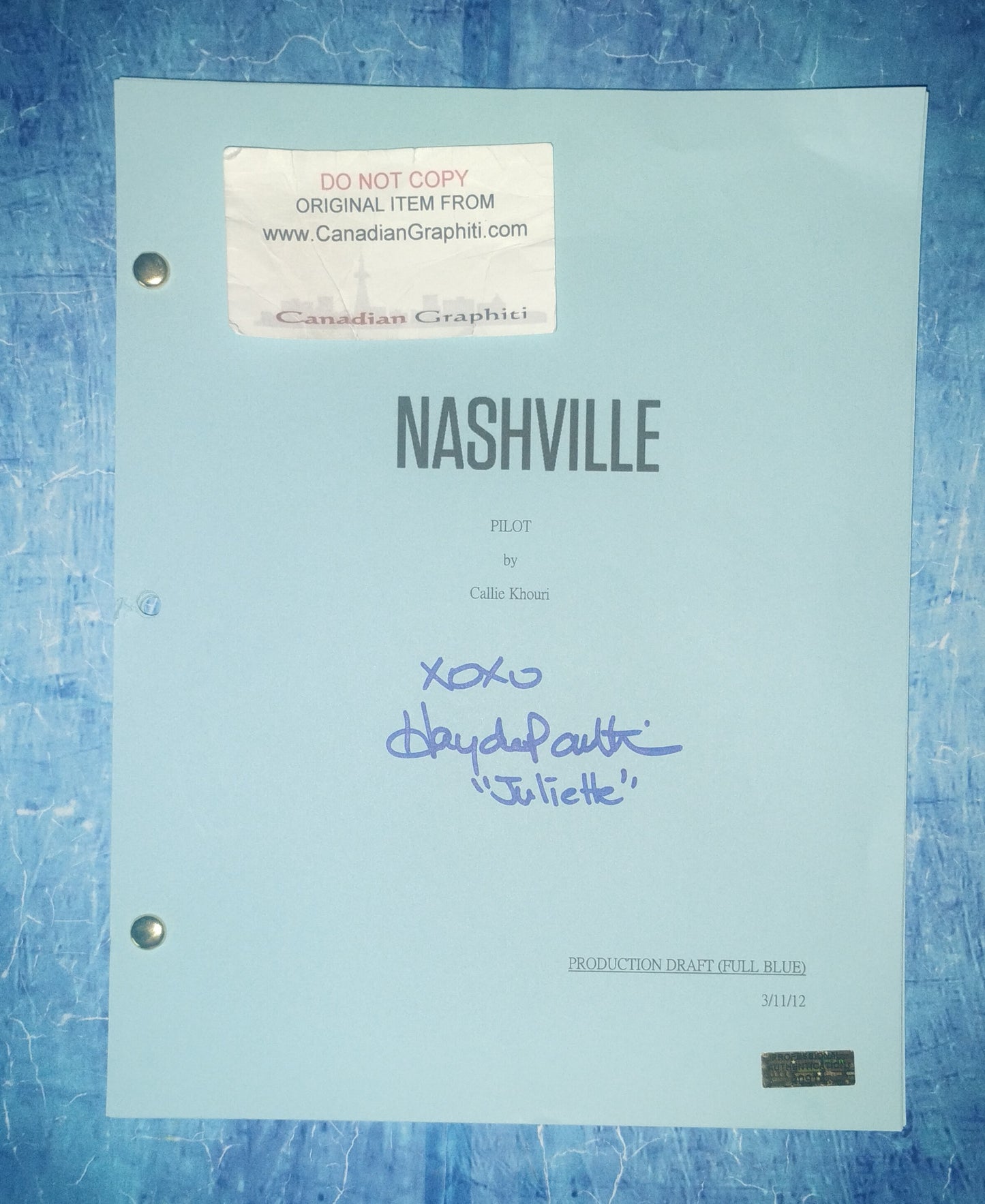 Hayden Panettiere Hand Signed Autograph Nashville Script COA