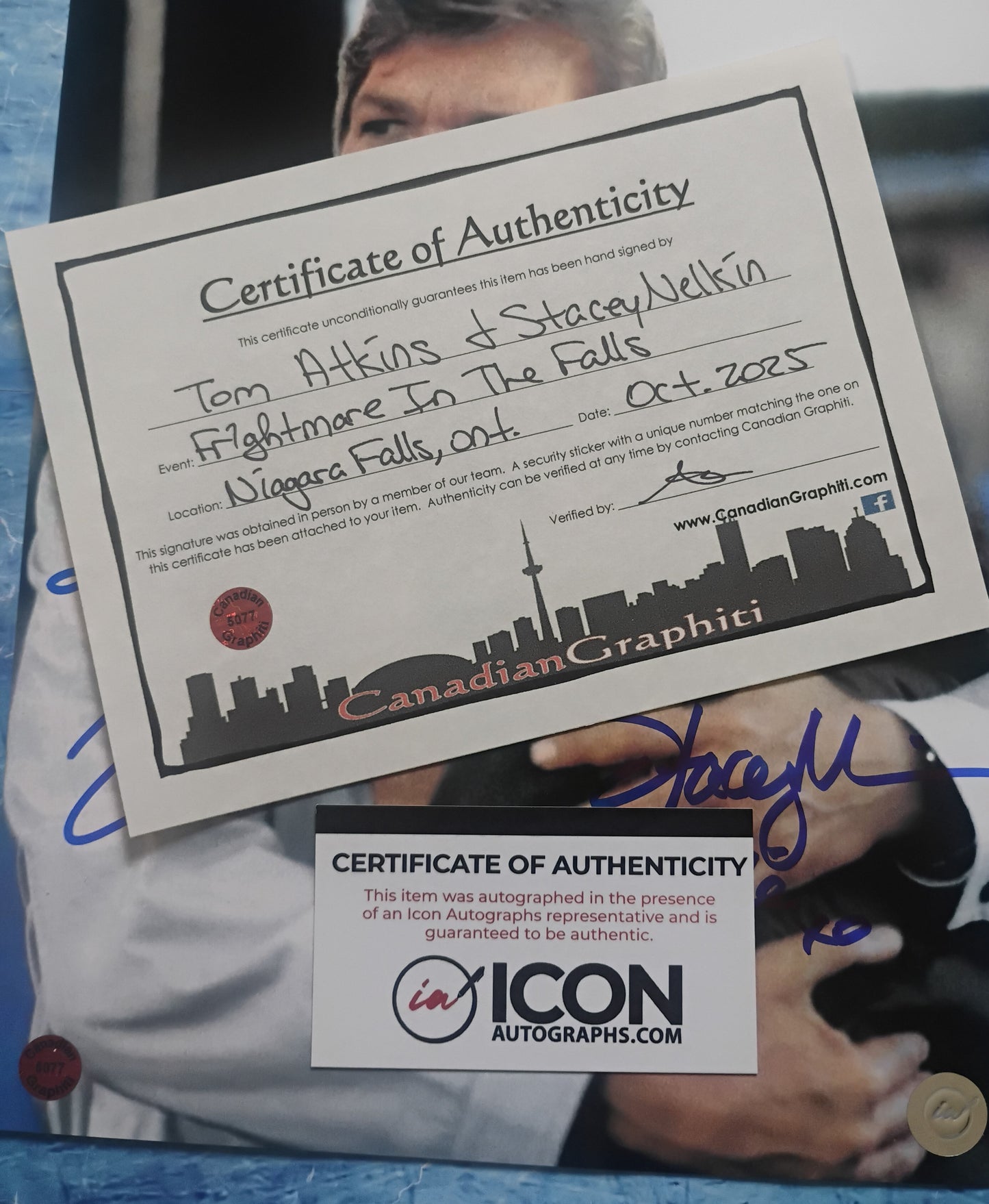 Tom Atkins & Stacey Nelkin Hand Signed Autograph 8x10 Photo COA Halloween III