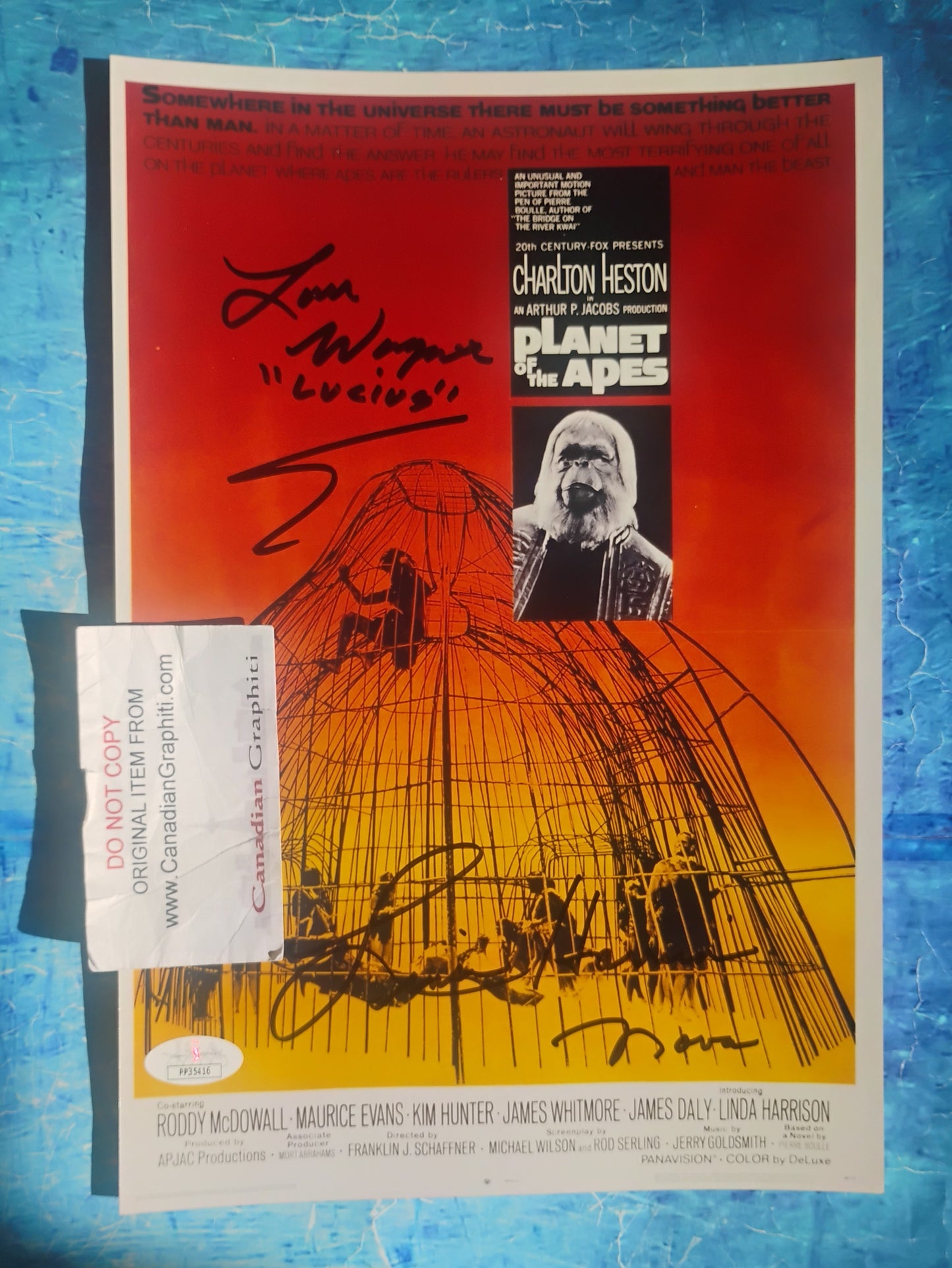 Linda Harrison & Lou Wagner Hand Signed Autograph Photo JSA COA Planet Of The Apes