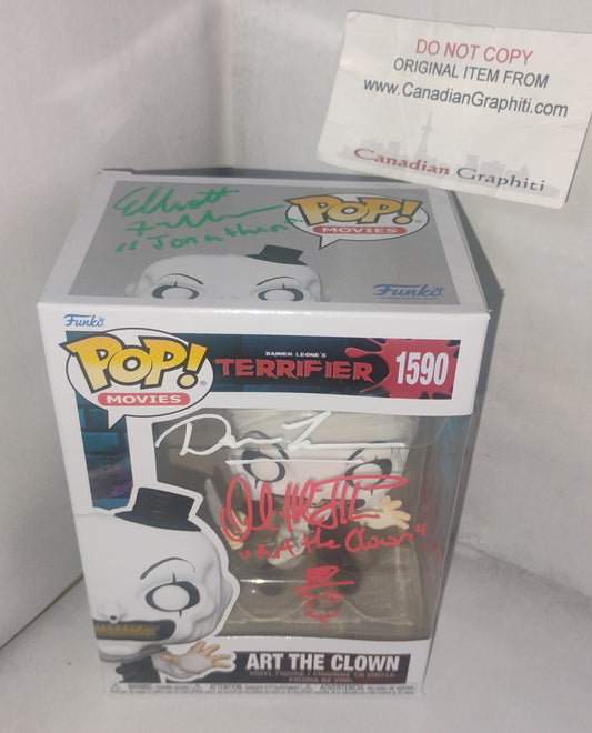 Terrifier 5x Cast Hand Signed Autograph Art The Clown Funko Pop COA David Howard Thornton