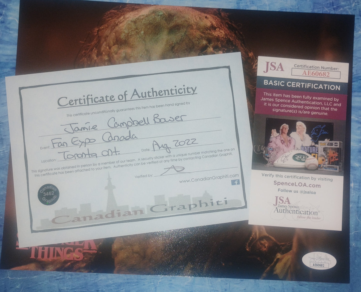 Jamie Campbell Bower Hand Signed Autograph 8x10 Photo JSA COA Stranger Things