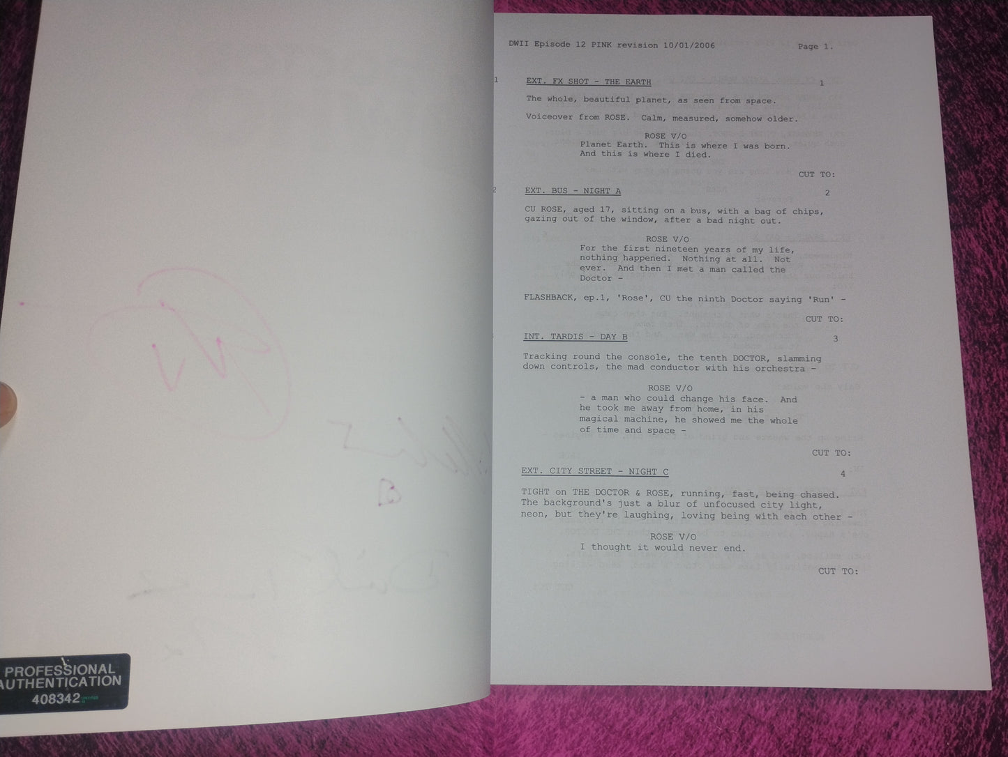Doctor Who 4x Cast  Hand Signed Script COA David Tennant, Billie Piper, Noel Clarke & Camille Coduri