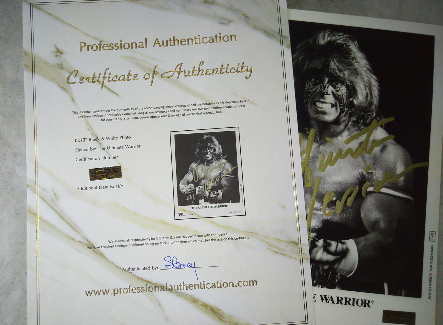 Ultimate Warrior Hand Signed Autograph 8x10 Photo COA