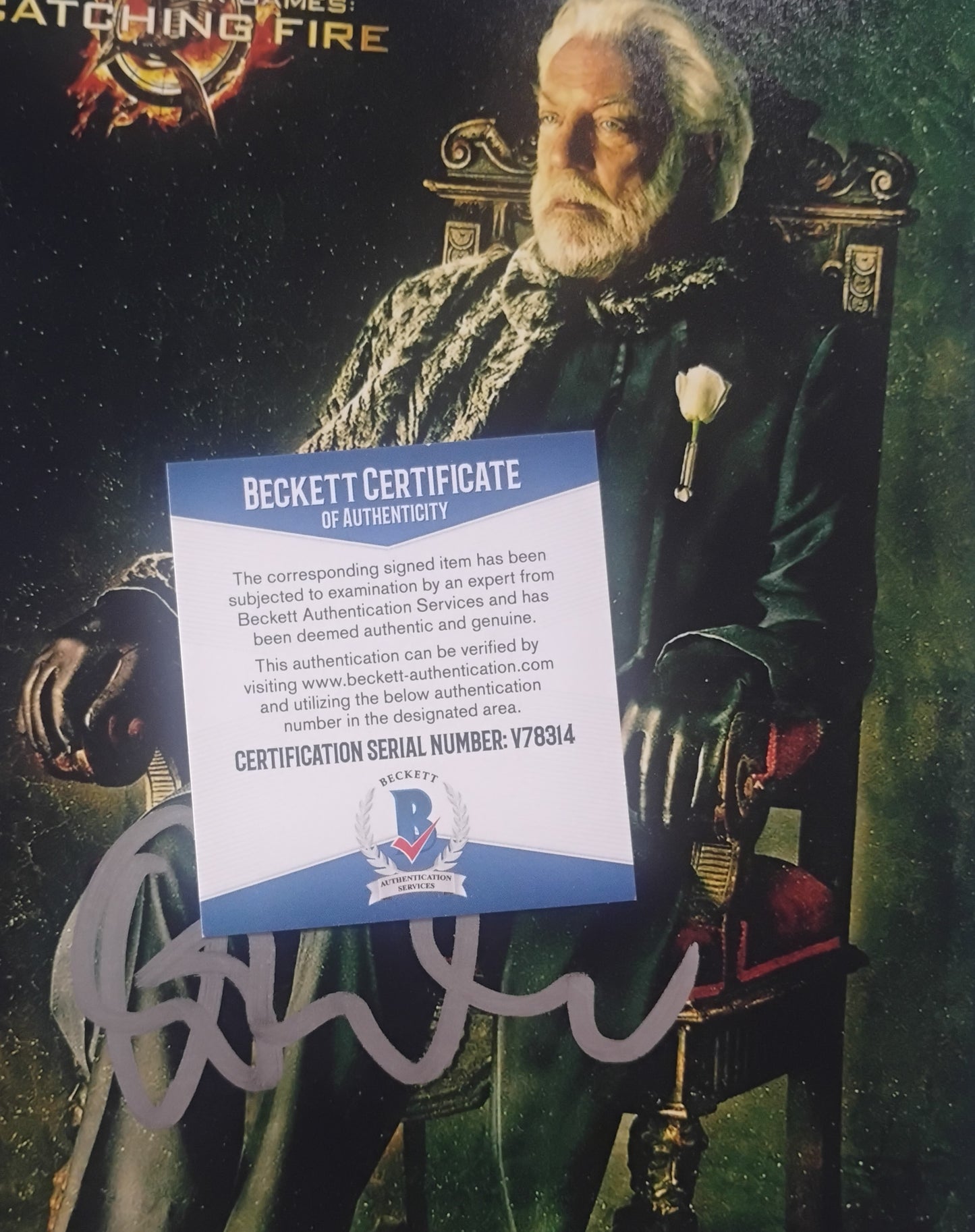 Donald Sutherland Hand Signed Autograph 8x10 Photo BAS COA Hunger Games