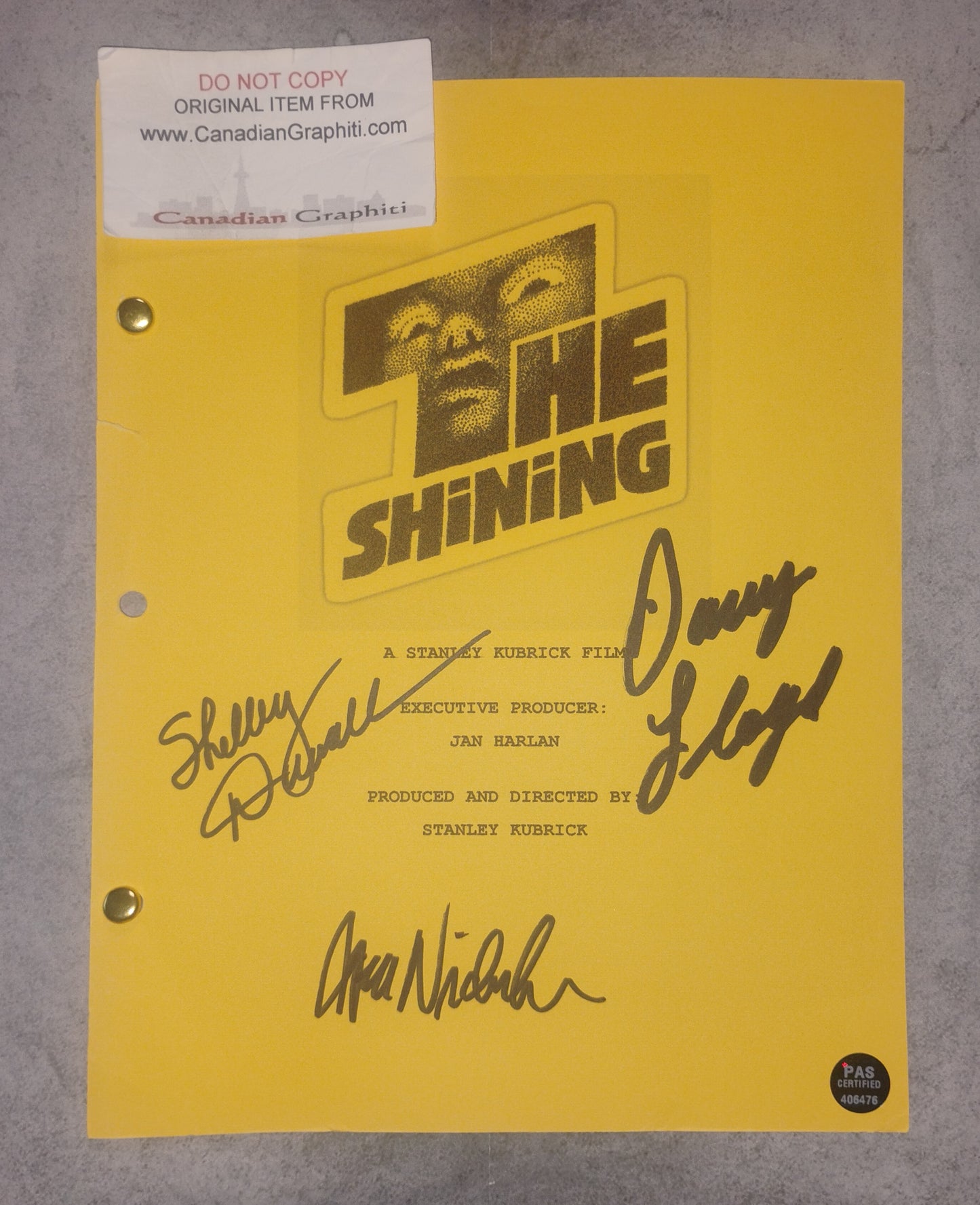 Shelley Duvall, Danny Lloyd & Jack Nicholson Hand Signed Autograph The Shining Script