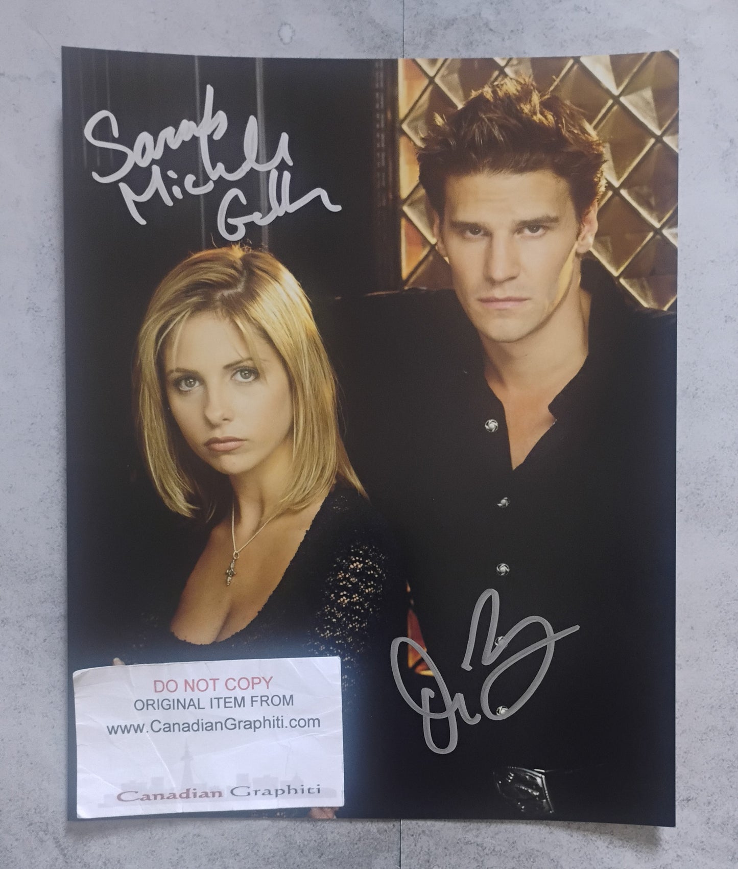 Sarah Michelle Gellar & David Boreanaz Hand Signed Autograph 8x10 Photo JSA COA