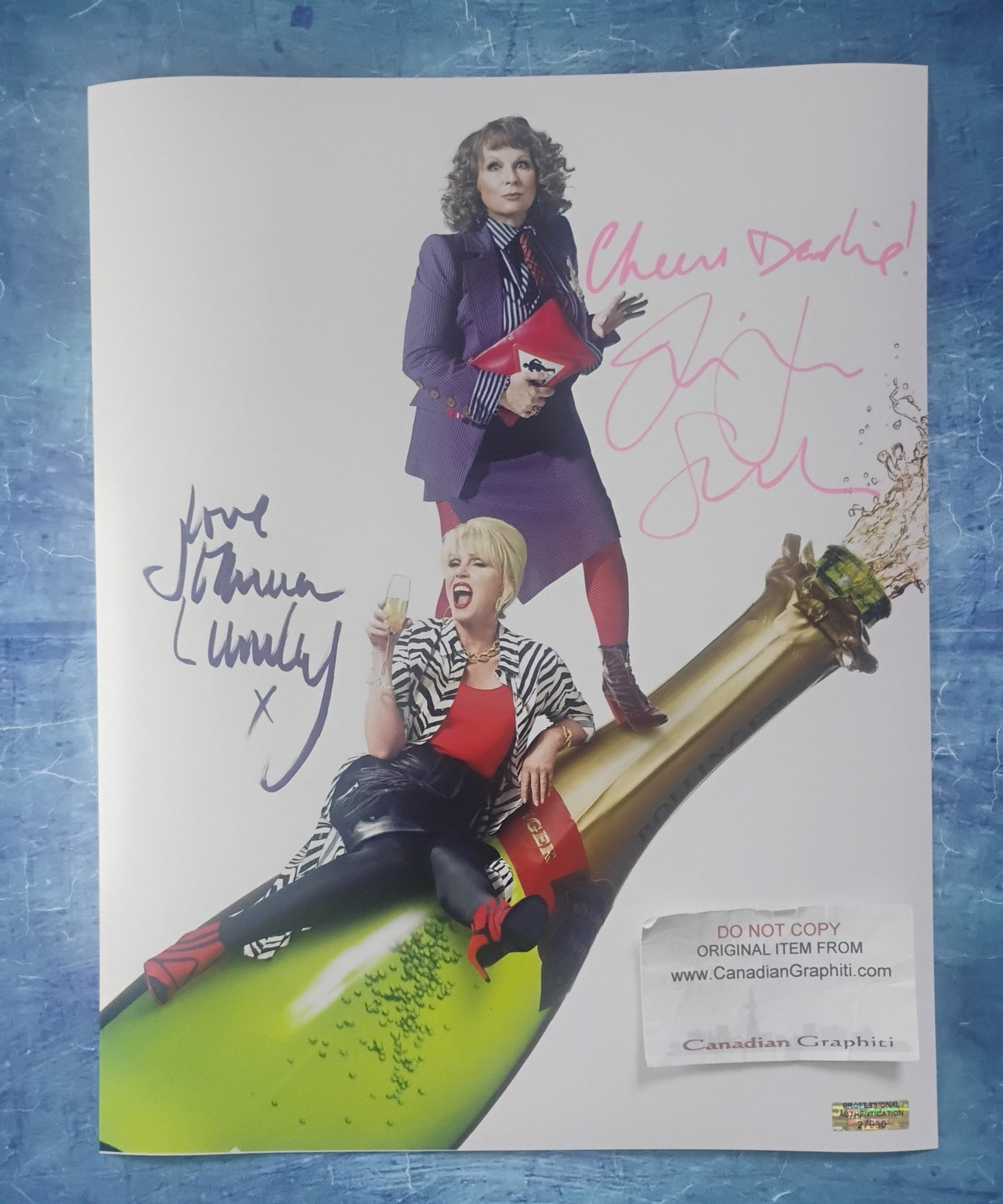 Jennifer Saunders & Joanna Lumley Hand Signed Autograph 11x14 Photo COA Absolutely Fabulous