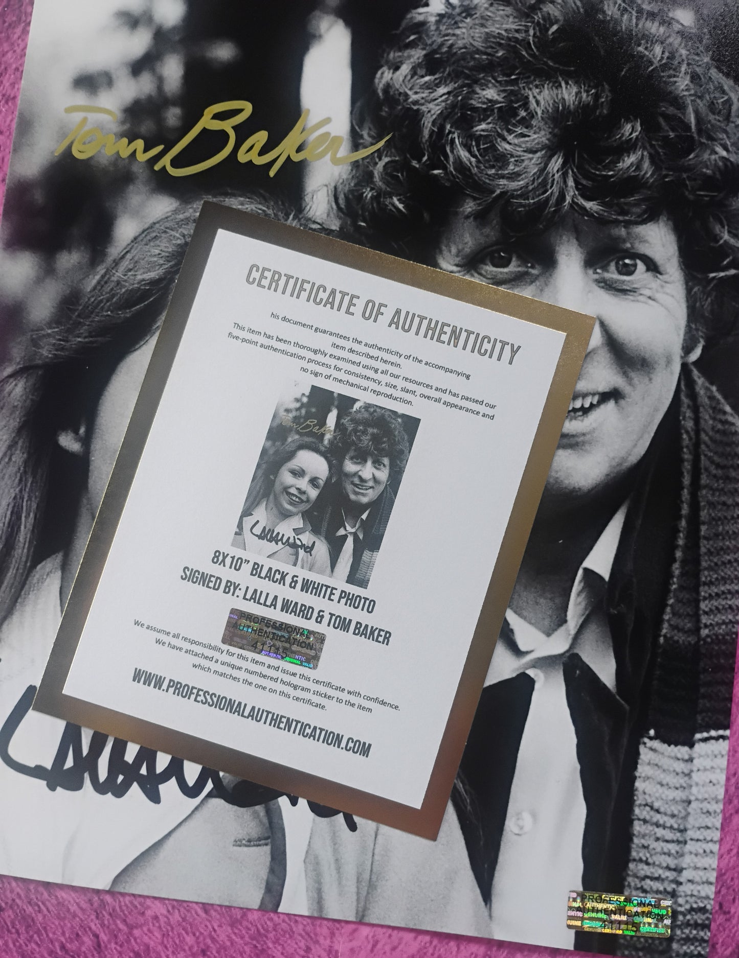 Tom Baker & Lalla Ward Hand Signed Autograph 8x10 Photo COA Doctor Who