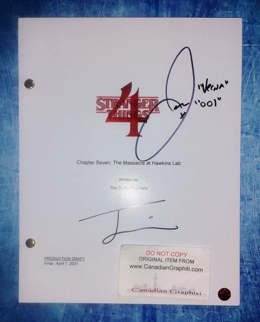 Joseph Quinn & Jamie Campbell Bower Hand Signed Autograph Stranger Things Script COA