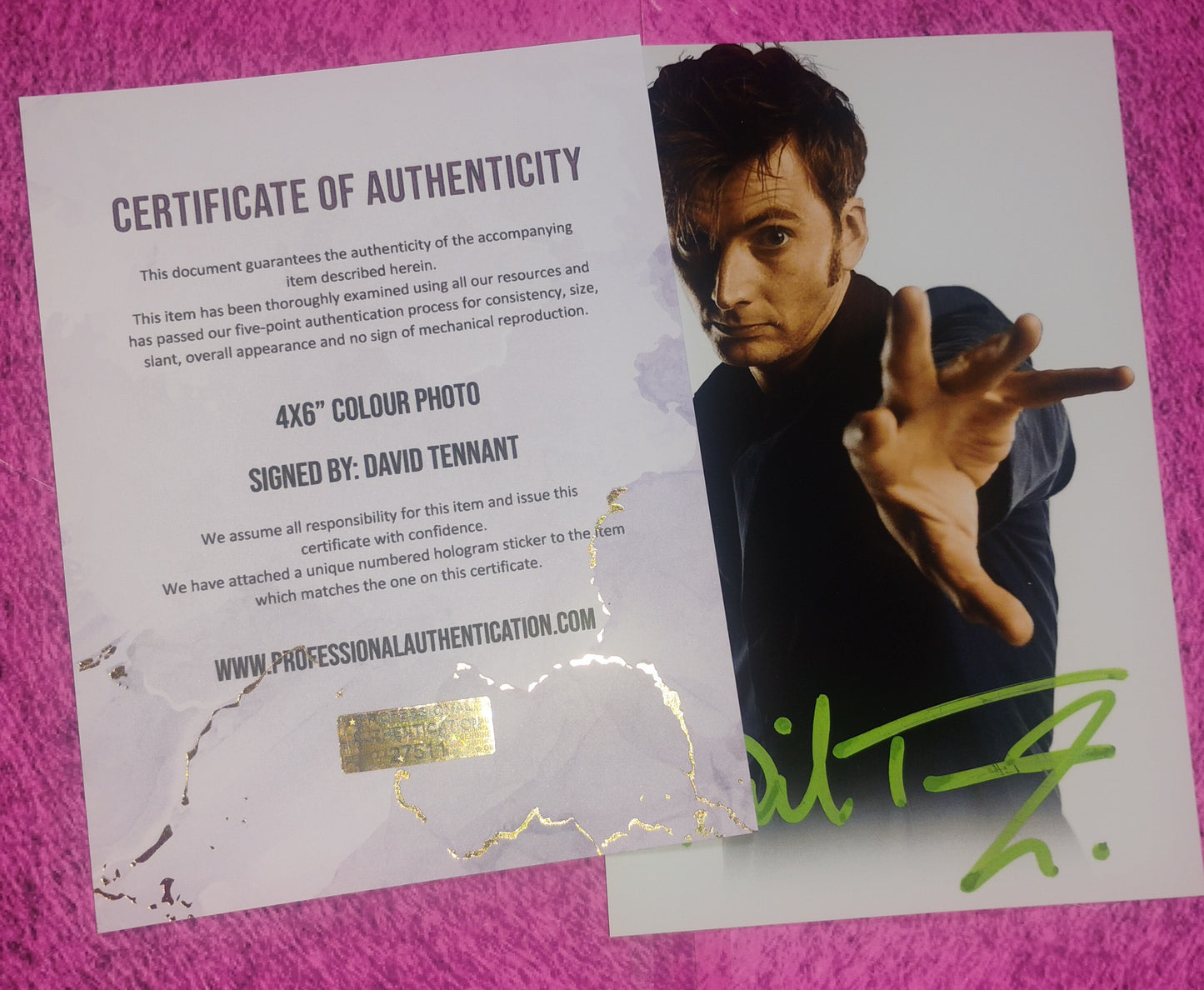 David Tennant Hand Signed Autograph Photo COA Doctor Who