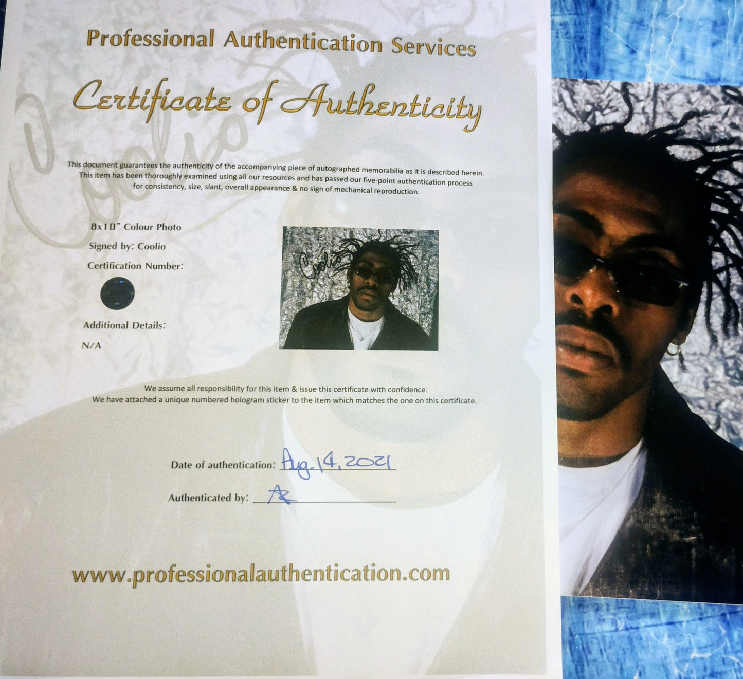 Coolio Hand Signed Autograph 8x10 Photo COA