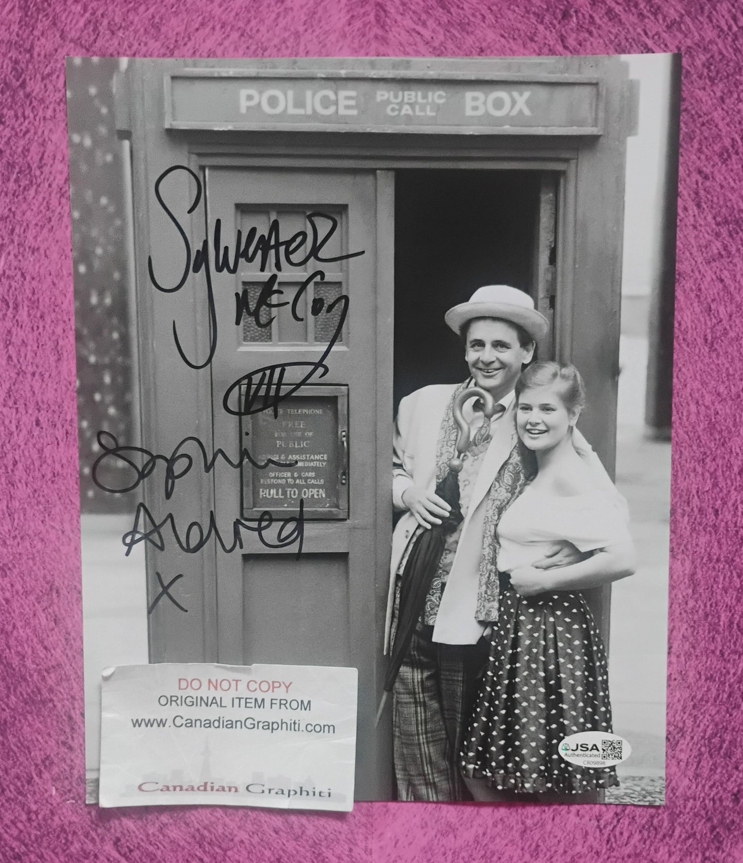 Sylvester McCoy & Sophie Aldred Hand Signed Autograph 8x10 Photo JSA COA Doctor Who