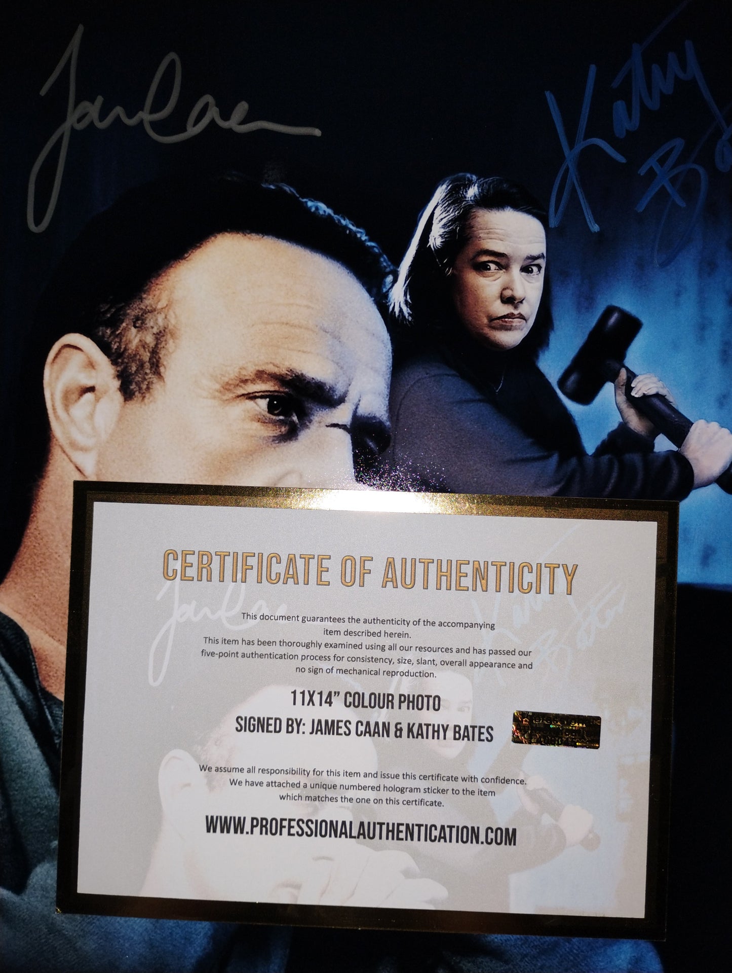 James Caan & Kathy Bates Hand Signed Autograph 11x14 Photo COA Misery