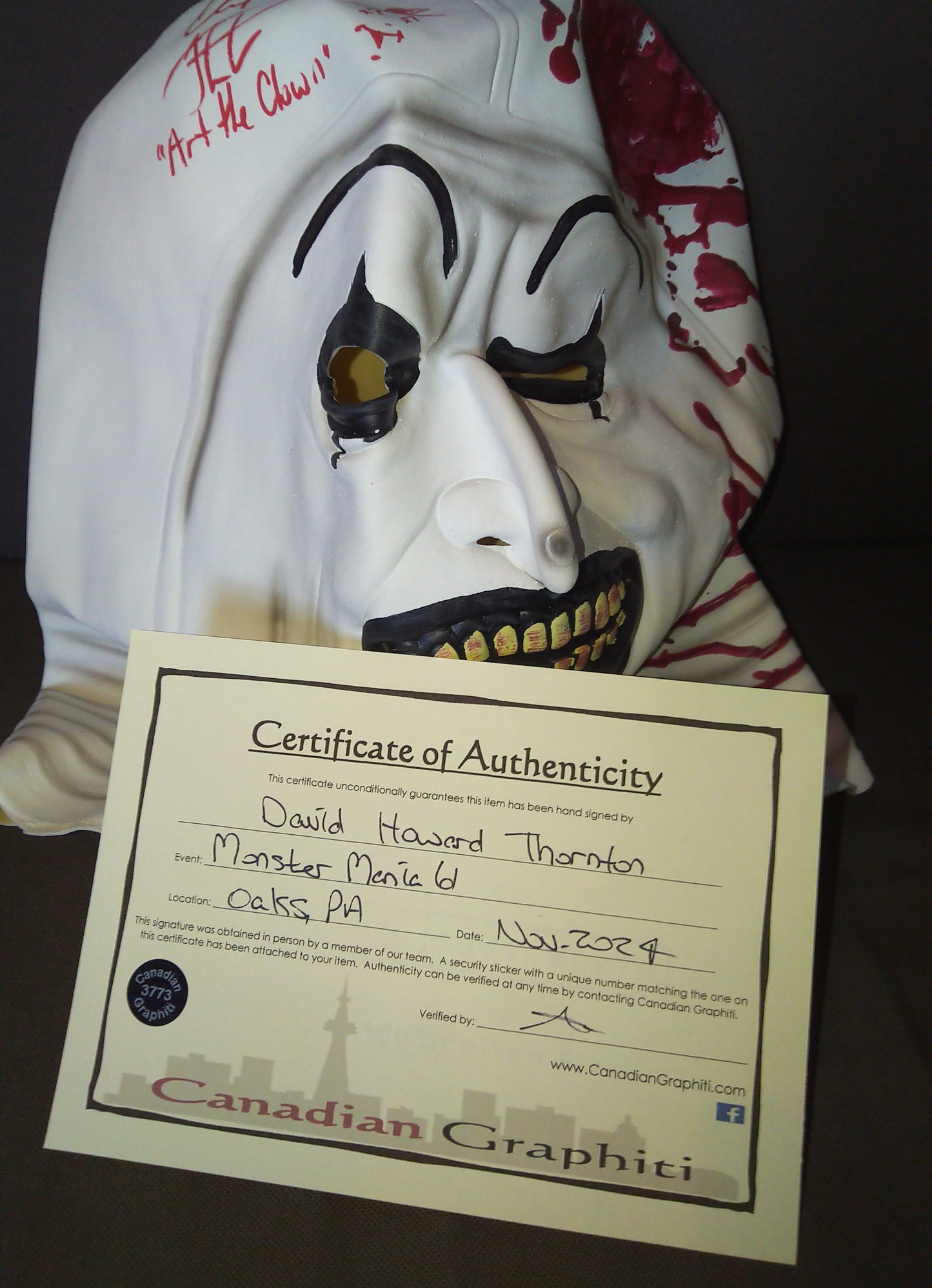 David Howard Thornton Hand Signed Autograph Art The Clown Mask COA Terrifier
