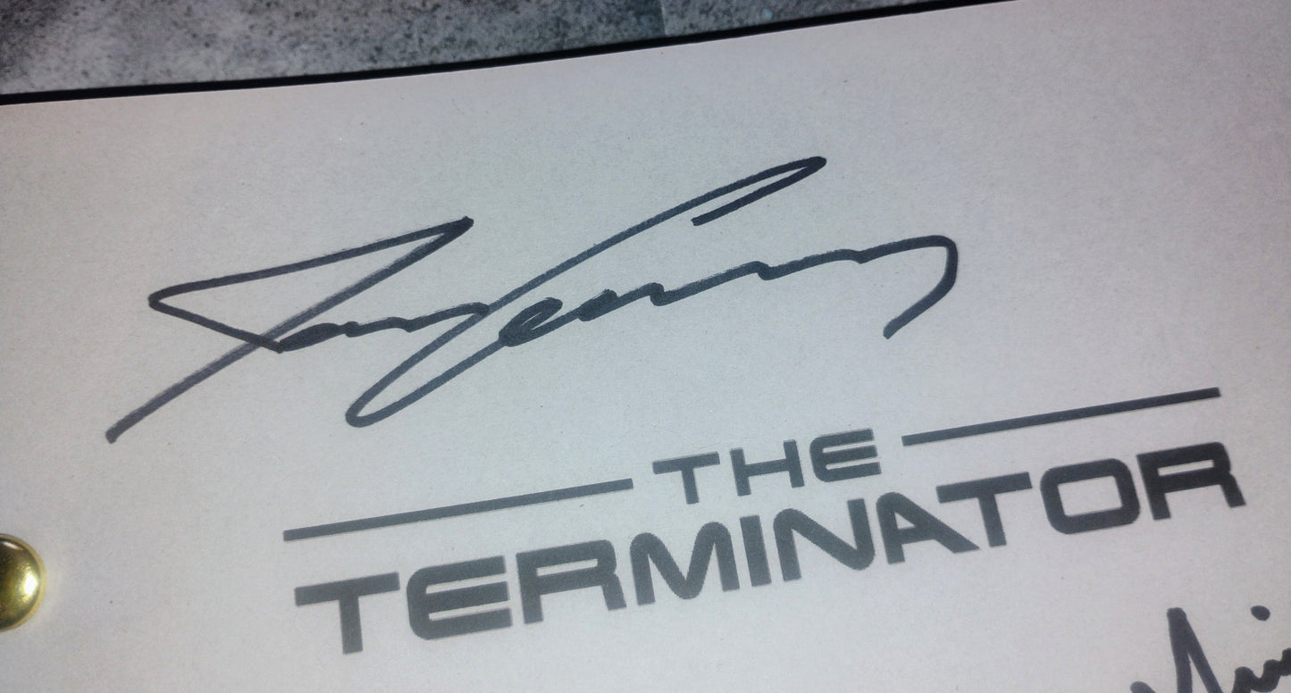 The Terminator 5x Cast Hand Signed Autograph Script COA Arnold Schwarzenegger, Linda Hamilton