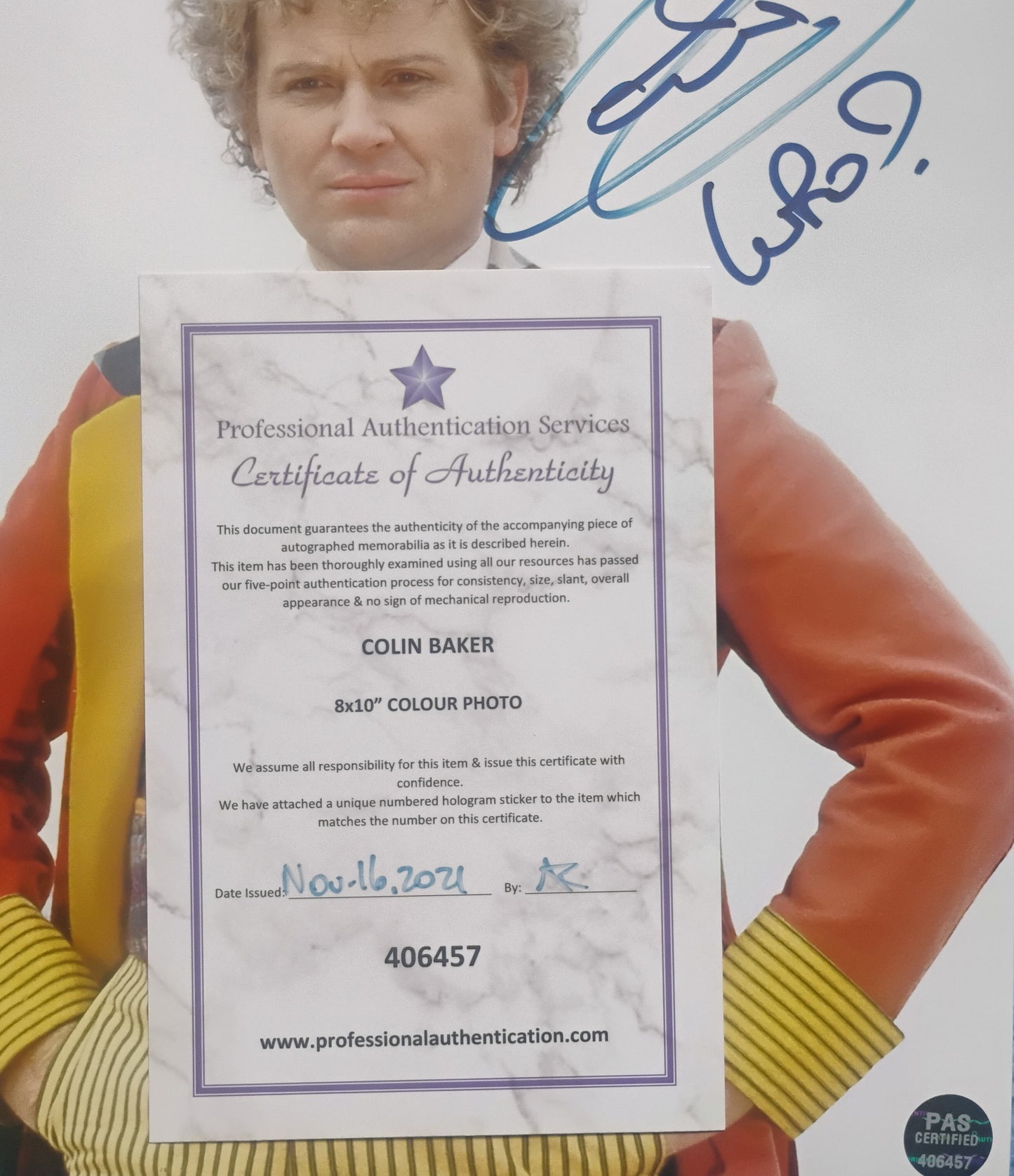 Colin Baker Hand Signed Autograph 8x10 Photo COA Doctor Who