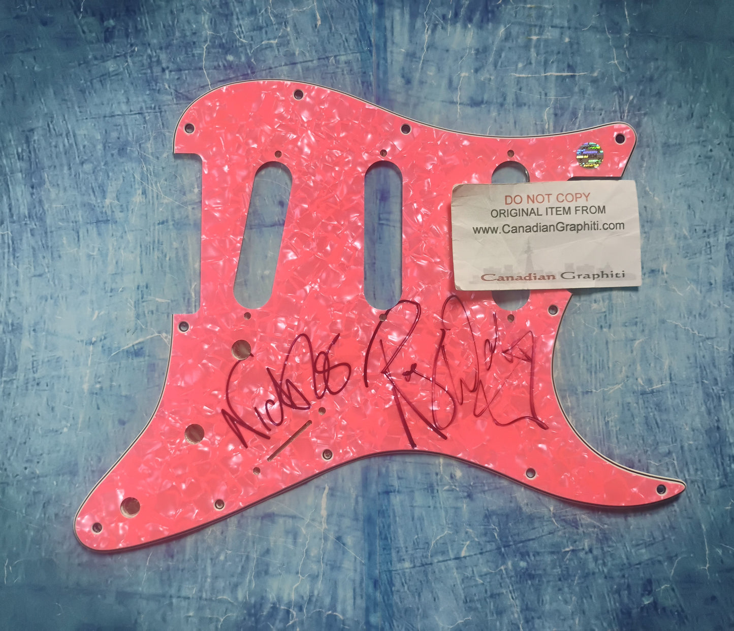Roger Waters & Nick Mason Hand Signed Autograph Guitar Pick Guard COA Pink Floyd