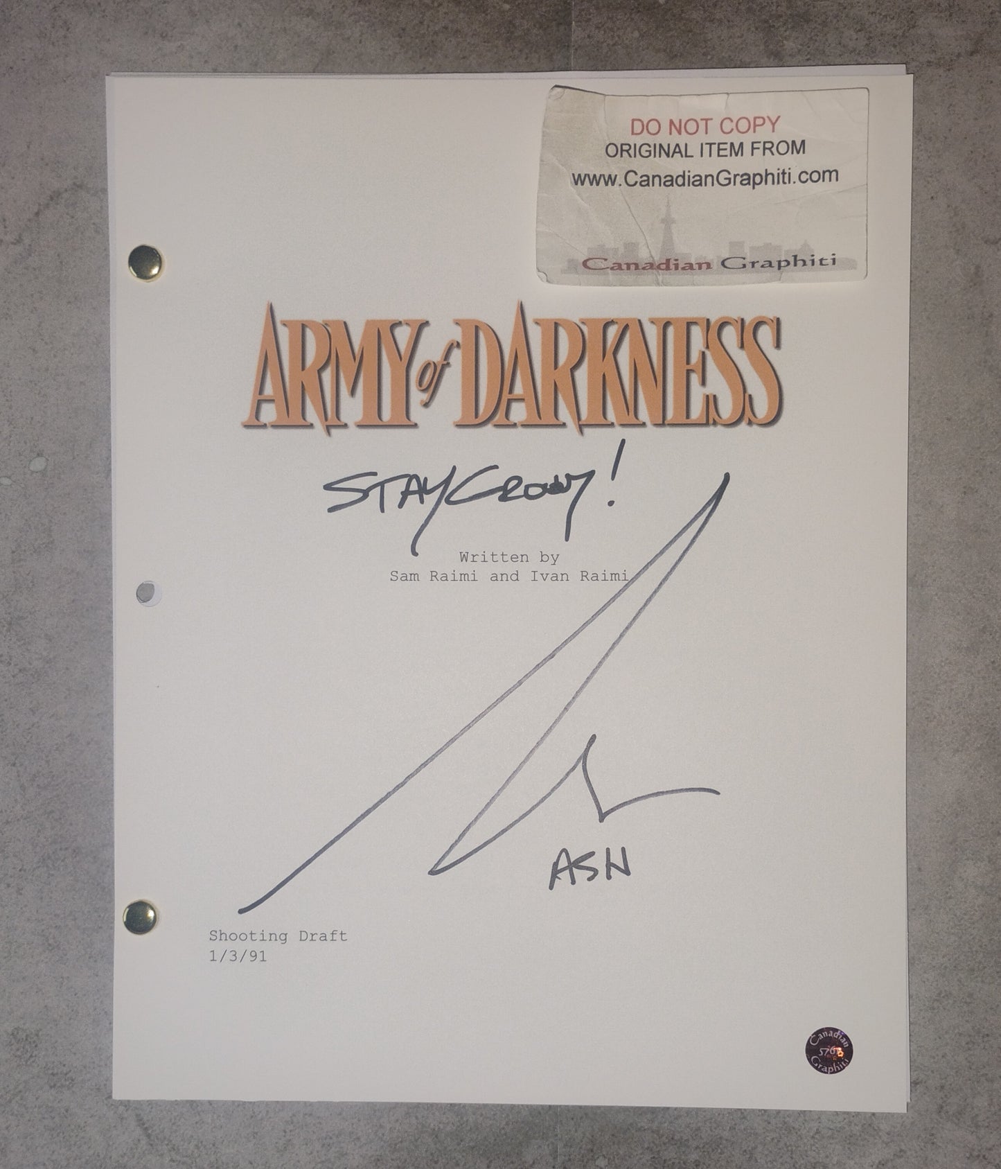 Bruce Campbell Hand Signed Autograph ArmybOf Darkness Script COA