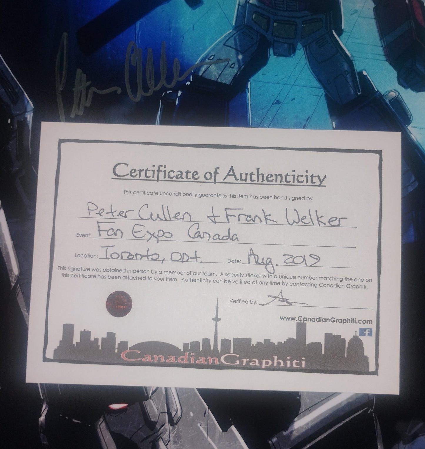 Peter Cullen & Frank Welker Hand Signed Autograph 11x14 Photo COA Transformers