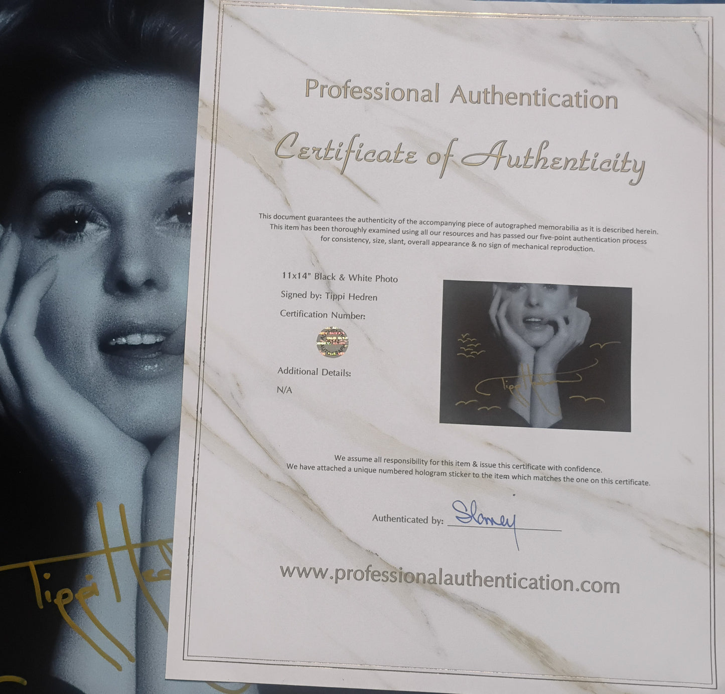Tippi Hedren Hand Signed Autograph 11x14 Photo COA The Birds