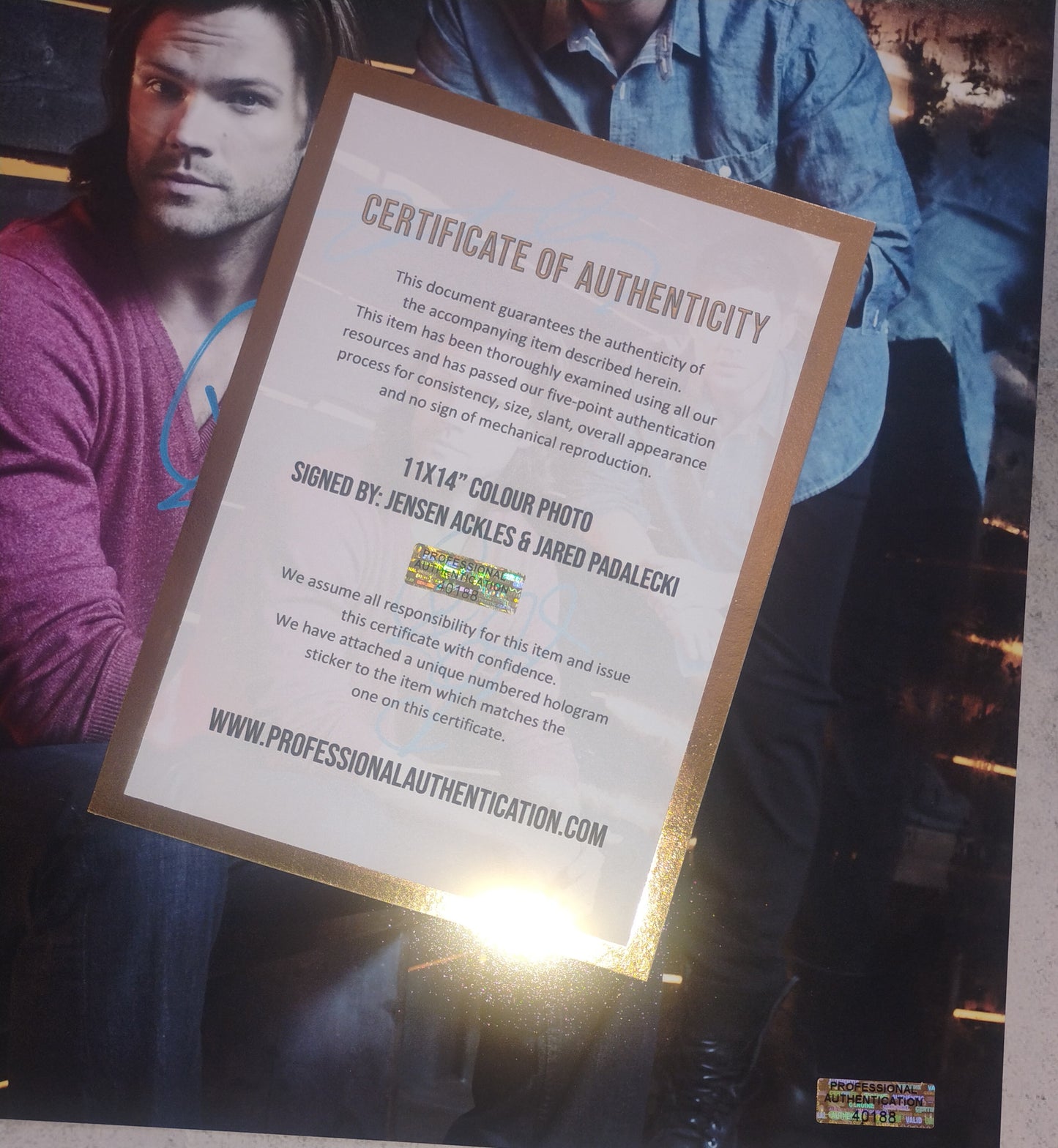 Jensen Ackles & Jared Padalecki Hand Signed Autograph 11x14 Photo COA Supernatural