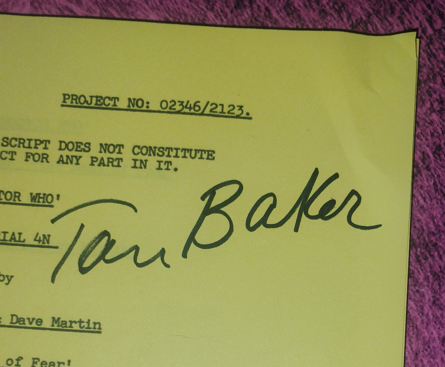 Elisabeth Sladen & Tom Baker Hand Signed Autograph Doctor Who Script COA