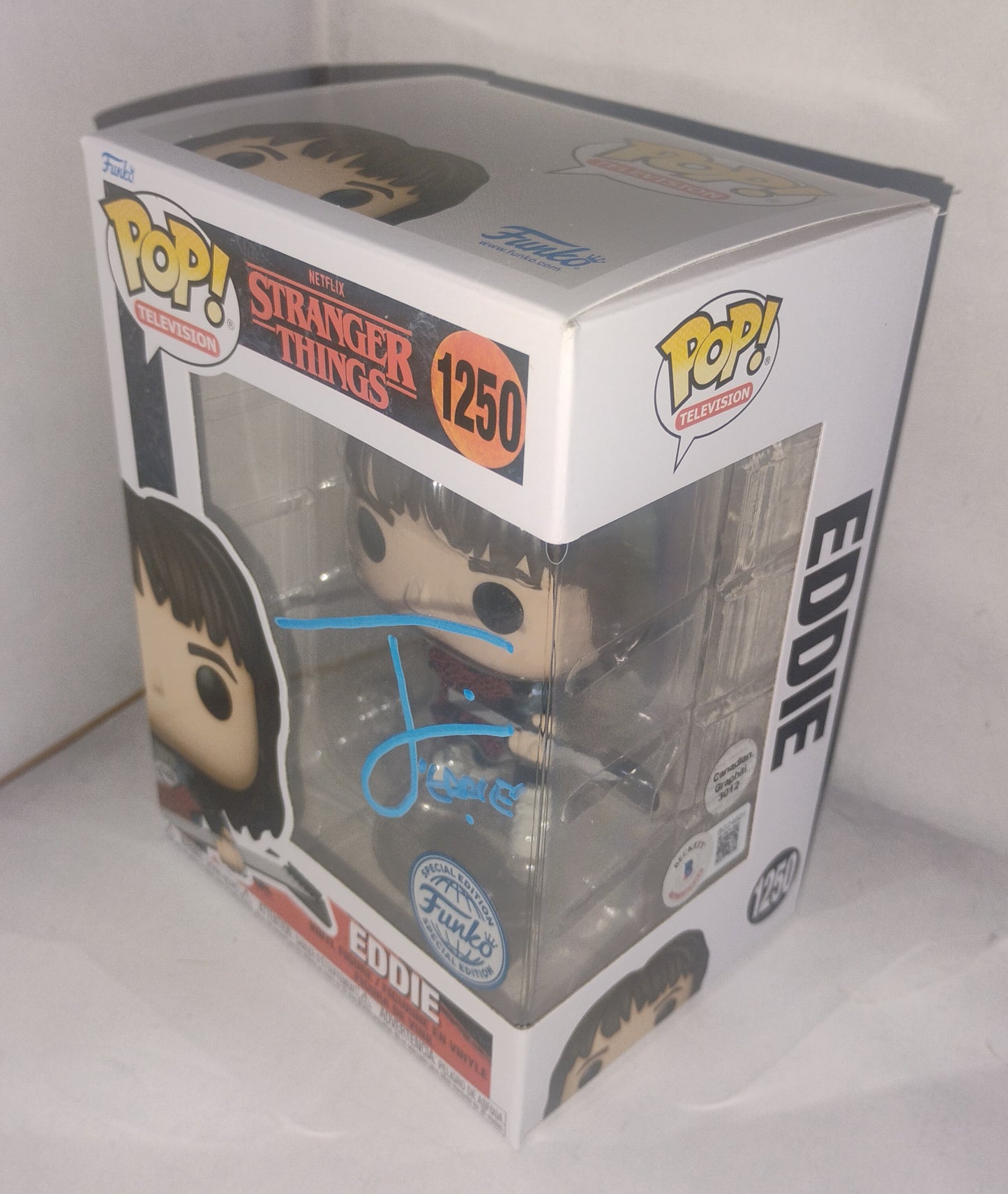 Joseph Quinn Hand Signed Autograph Stranger Things Funko Pop BAS COA Eddie Munson