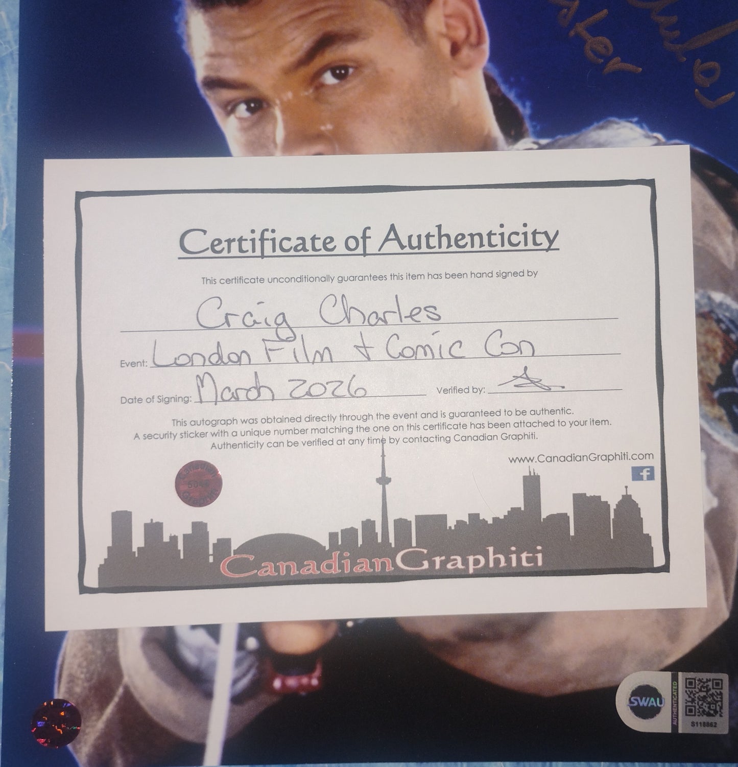 Craig Charles Hand Signed Autograph 8x10 Photo SWAU COA Red Dwarf