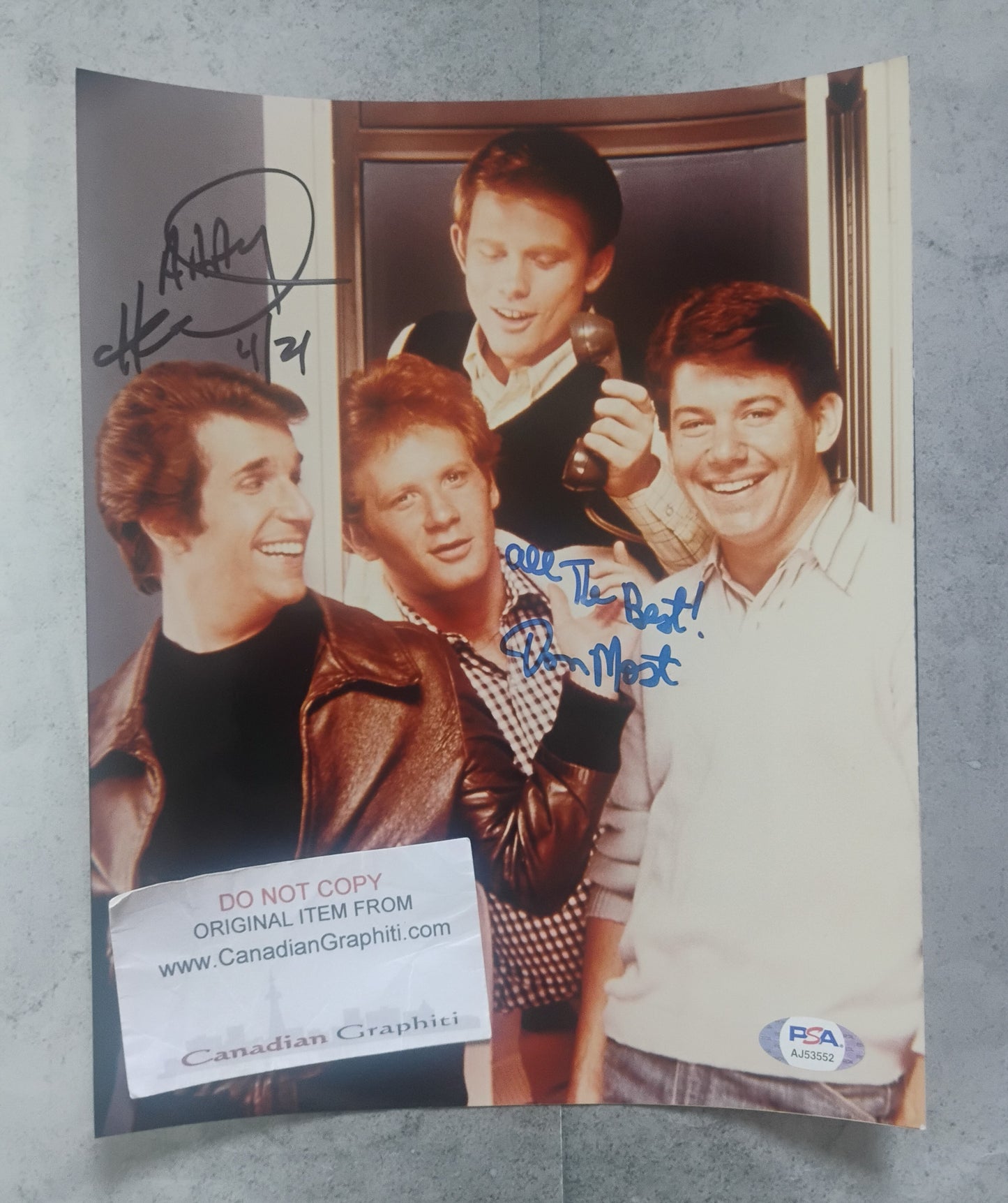 Henry Winkler & Donny Most Hand Signed Autograph 8x10 Photo PSA COA Happy Days