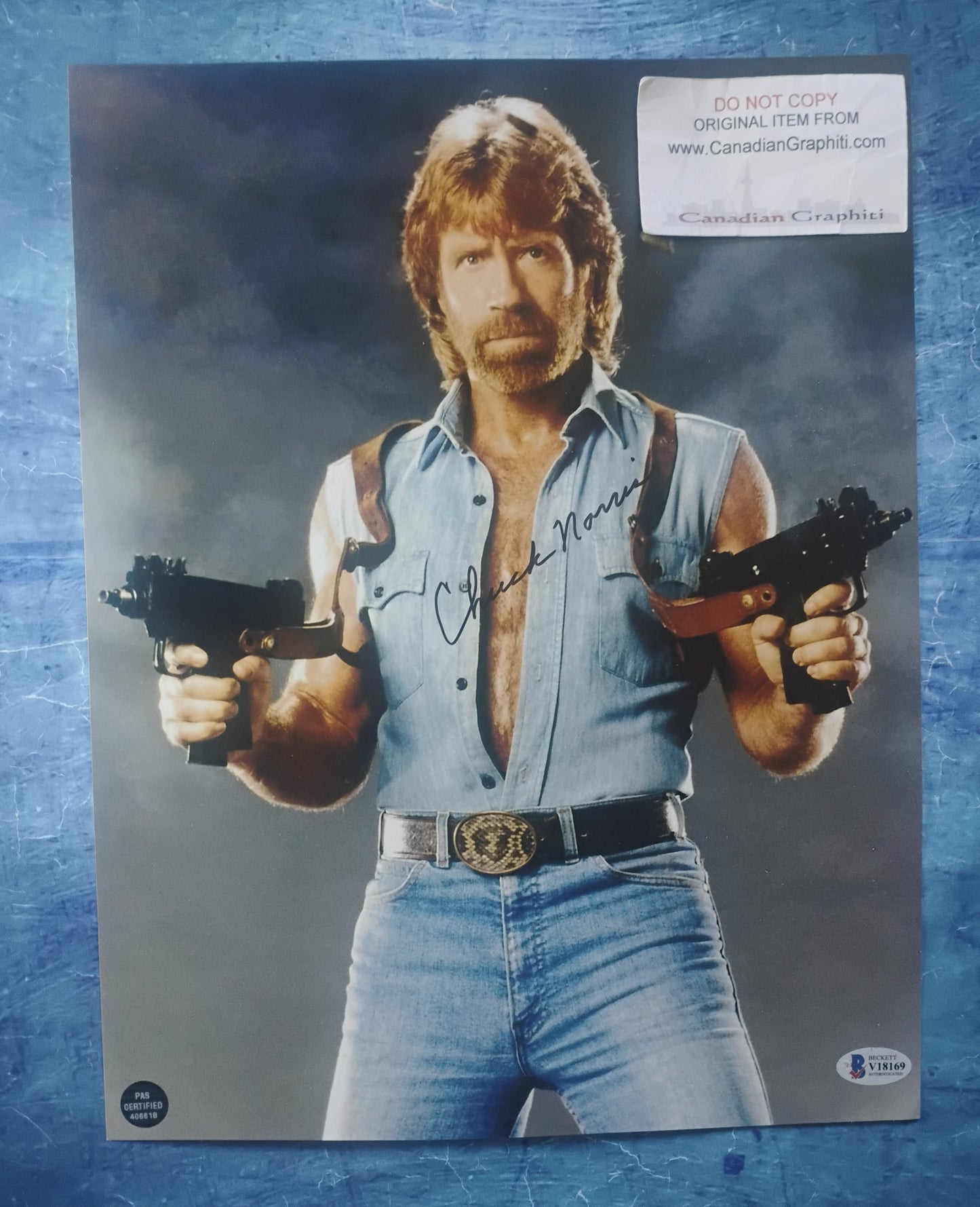 Chuck Norris Hand Signed Autograph 11x14 Photo BAS COA