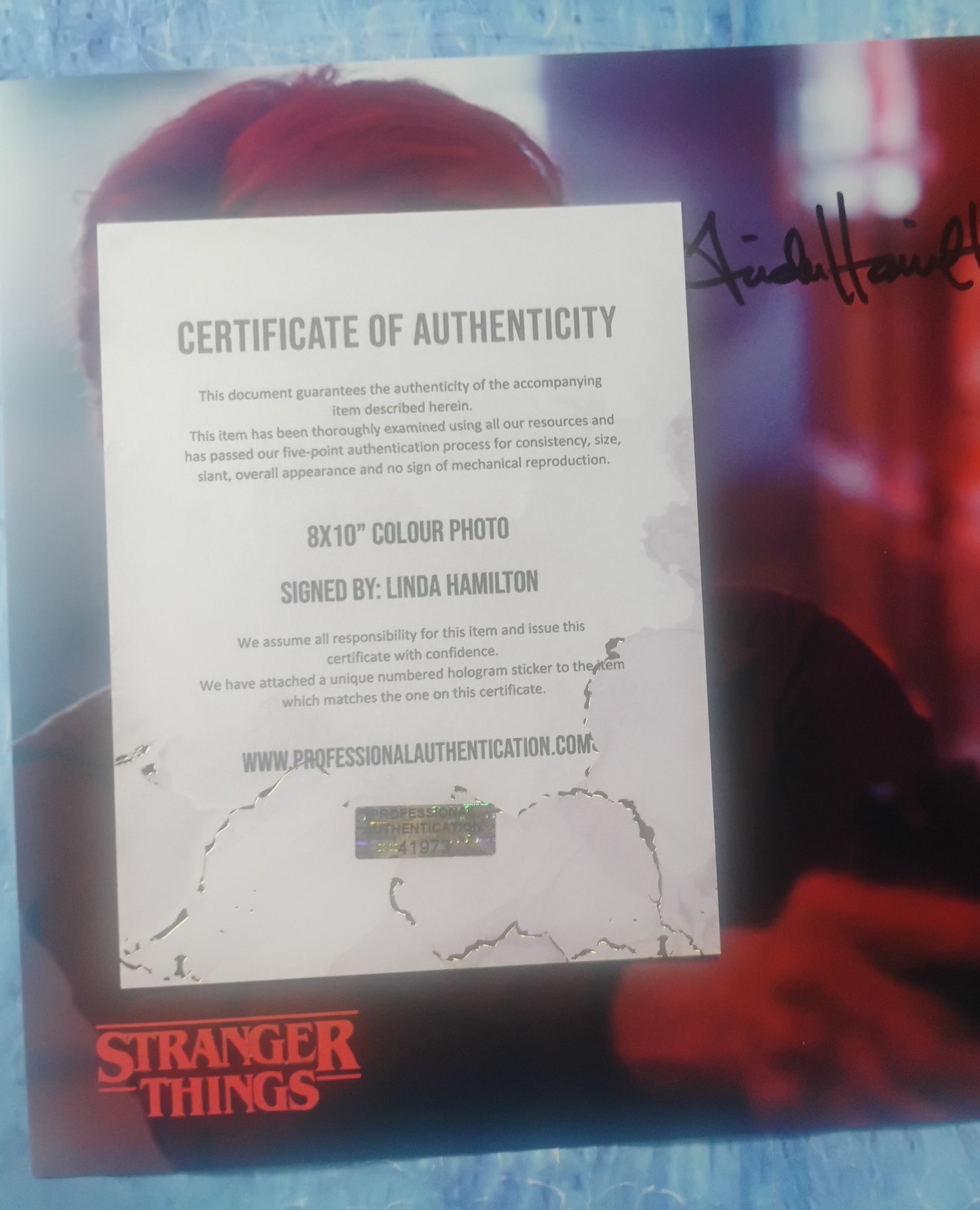 Linda Hamilton Hand Signed Autograph 8x10 Photo COA Stranger Things