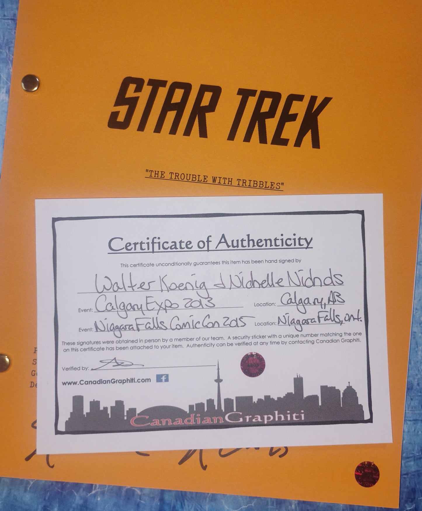 Nichelle Nichols & Walter Koenig Hand Signed Autograph Star Trek Script COA
