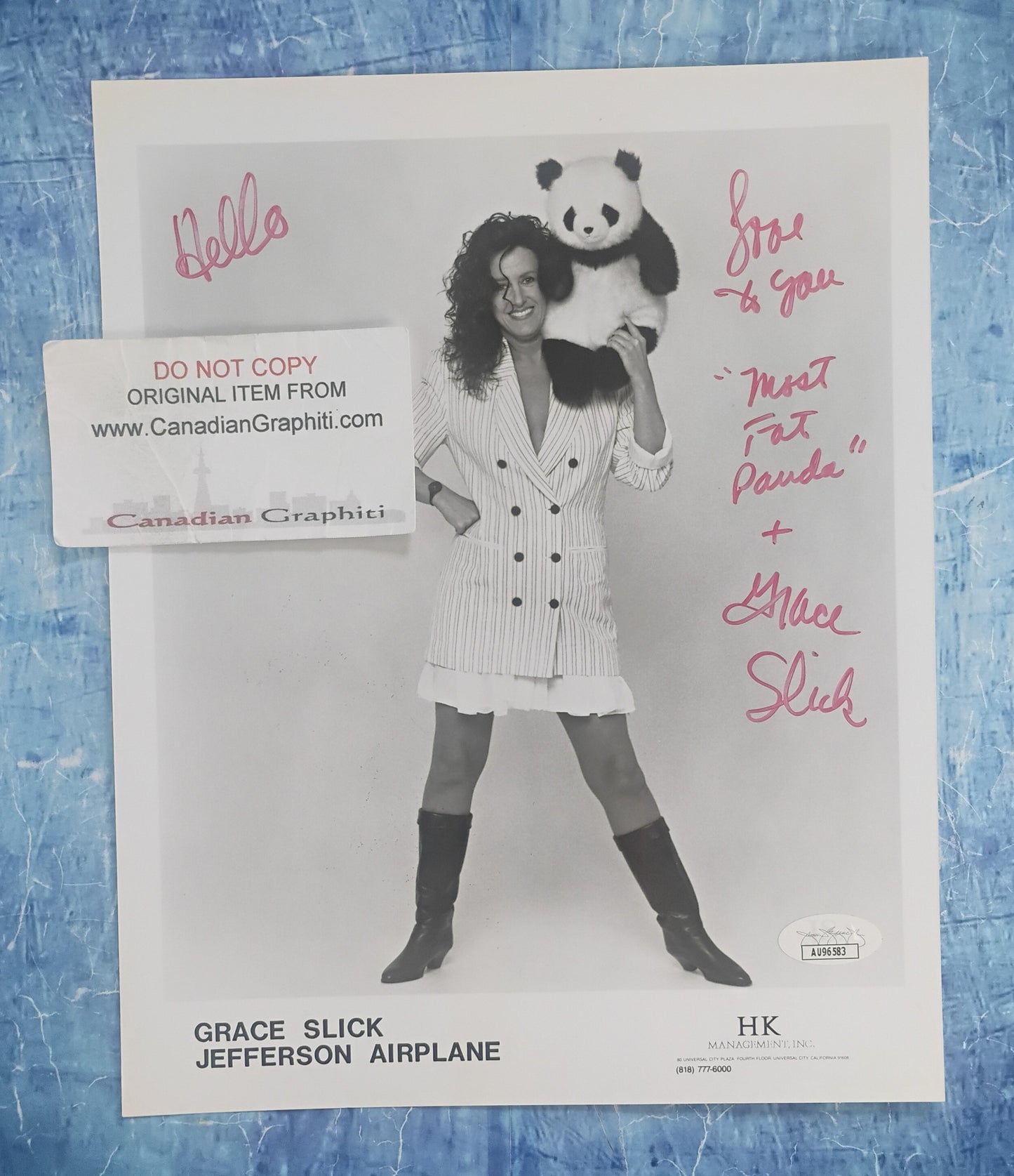 Grace Slick Hand Signed Autograph 8x10 Photo JSA COA
