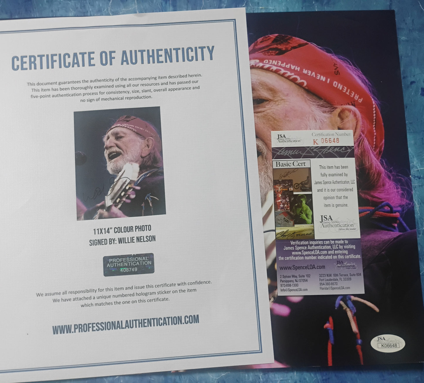 Willie Nelson Hand Signed Autograph 11x14 Photo JSA COA